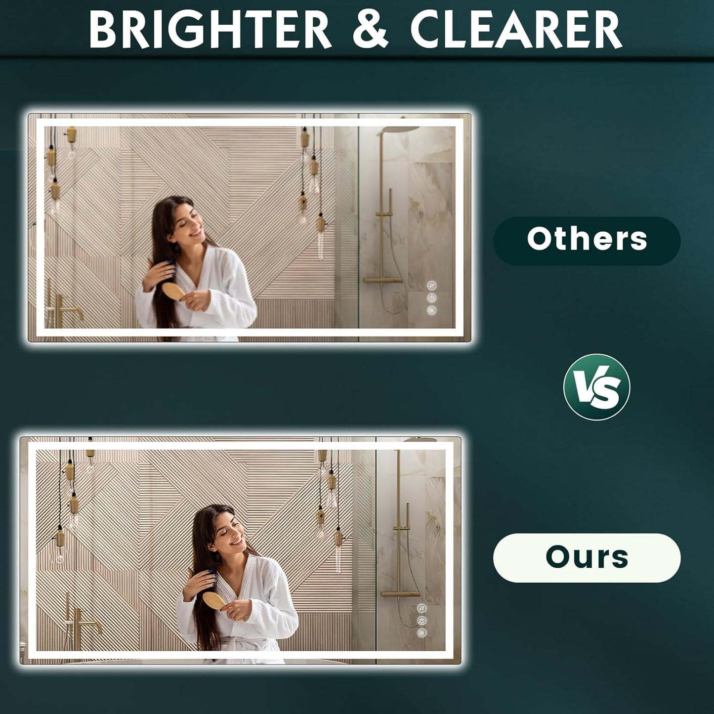 LED Mirror for Bathroom 36"x 72" with Frontlit and Backlit, Anti-Fog Mirror with Lights, Stepless 3 Colors Temperature & Dimmable Bathroom Mirror