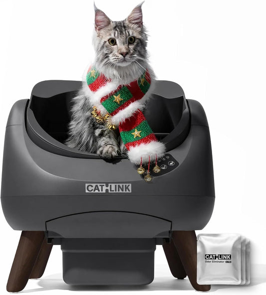 CATLINK Self Cleaning Cat Litter Box, Open Top Automatic Litter Box, Safe Anti-Pinch, AI Waste Analysis Health Monitor for Multi-Cat Recognition, 5G WiFi App Control, Odor Free, Open-X