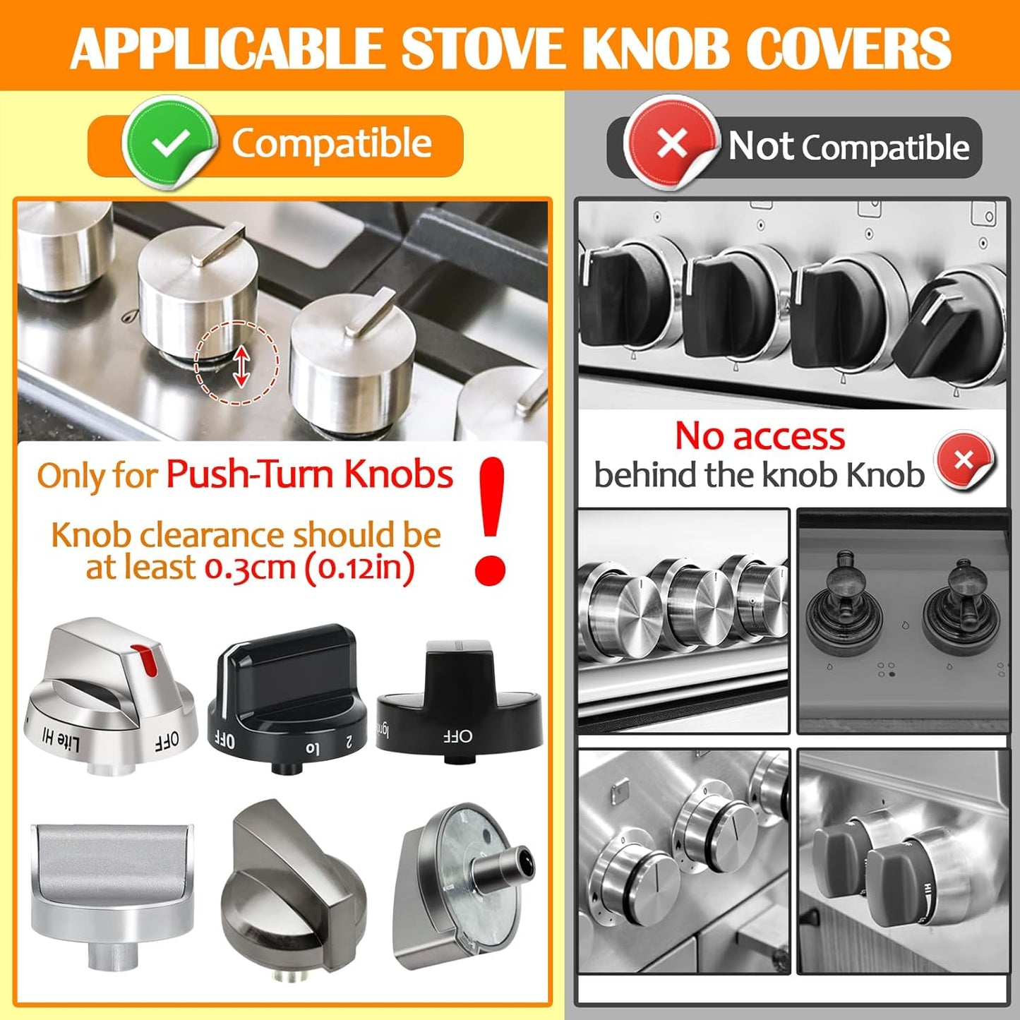 Stove Knob Covers for Baby Safety (5 Pack), Stove Knob Safety Covers, Prevent Kids-Pets from Gas Stove Knob Locks, Childproof Oven Lock Knob Covers with Adhesive, Heat-Resistant Upgraded-Black