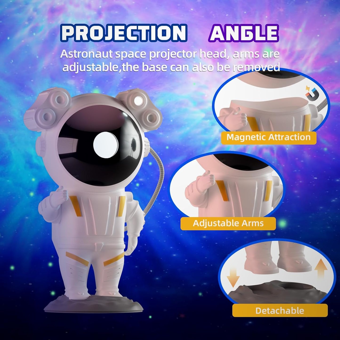 Galaxy Projector, Tiktok Astronaut Nebula Night Lights, Remote Control Timing and 360°Rotation Magnetic Head,Star Lights for Bedroom,Gaming Room Decor