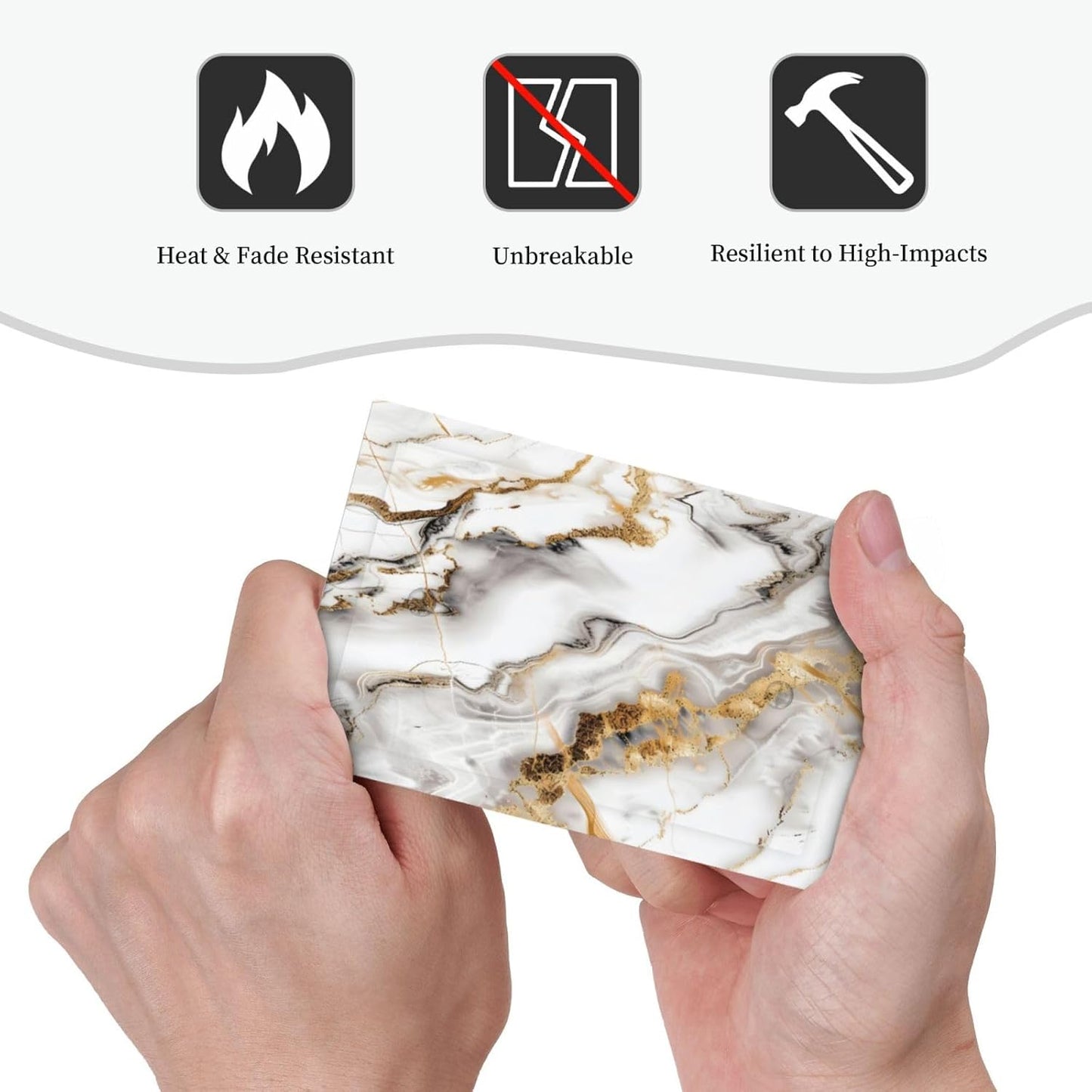 Luxurious Marble Abstract White Gold Tile Modern Simplicity Light Switch Cover Plate 1 Gang No Device Blank Electrical Wall Plates Faceplate Decorative Switch Plate Covers for Bathroom Kitchen Decor
