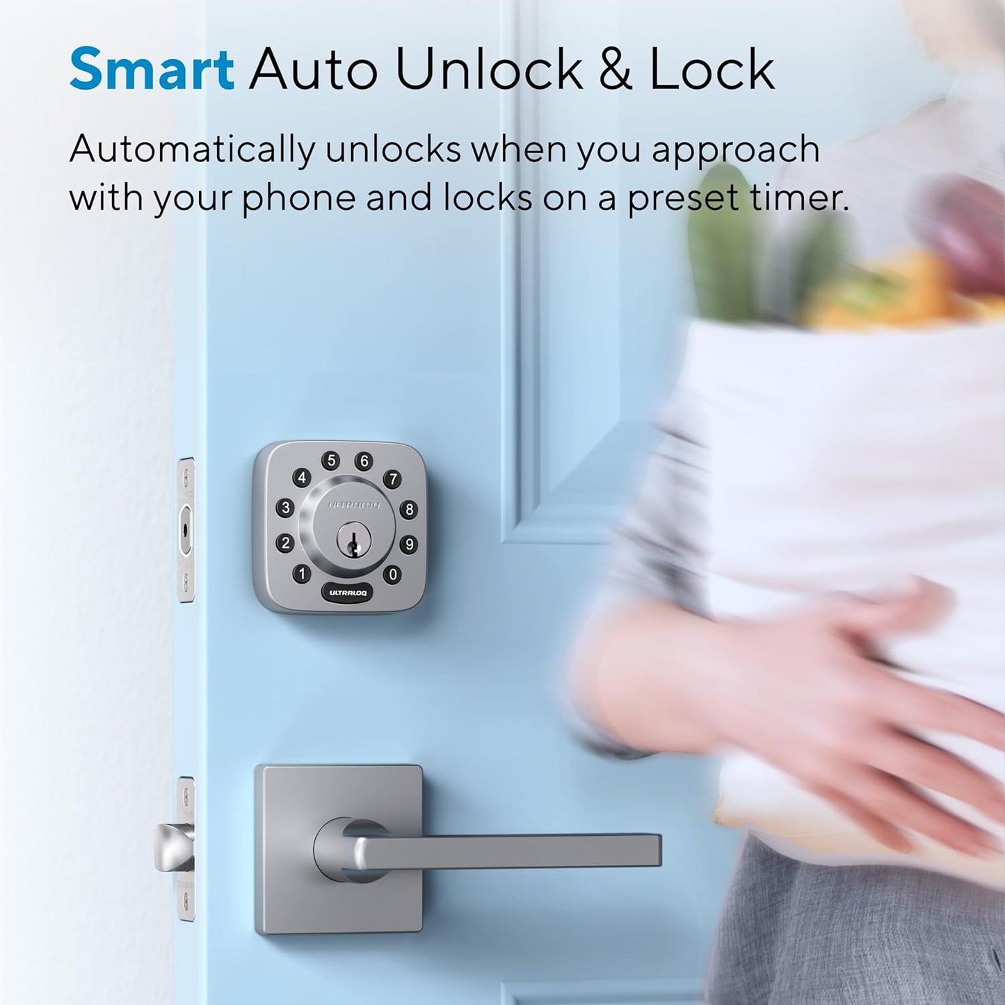 ULTRALOQ U-Bolt Smart Lock with WiFi Bridge, 6 in 1 Keyless Entry Door Lock with App Remote Control, Backlit Keypad, Auto Unlock, Smart Deadbolt Front Door, ANSI Grade 1, 1 Year Battery, Satin Nickel