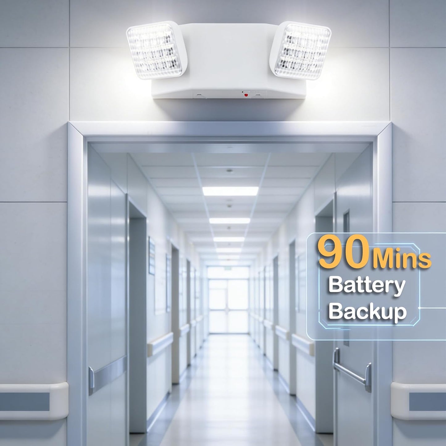 LIT-PaTH LED Emergency Lighting Fixtures with 2 LED Heads and Back Up Batteries- US Standard Exit Light, UL 924 and CEC Qualified, 120/277 Voltage, 2-Pack