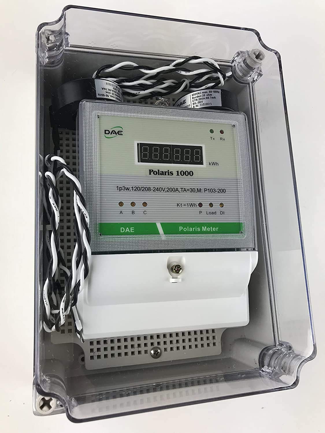 DAE P103-200-S KIT, UL Listed, CTEP kWh Smart Submeter, Polaris 1000, 1P3W(2 hot Wire, 1 Neutral), 200A, 120/240V, 2 CTs (Inner Dia. 1.02")