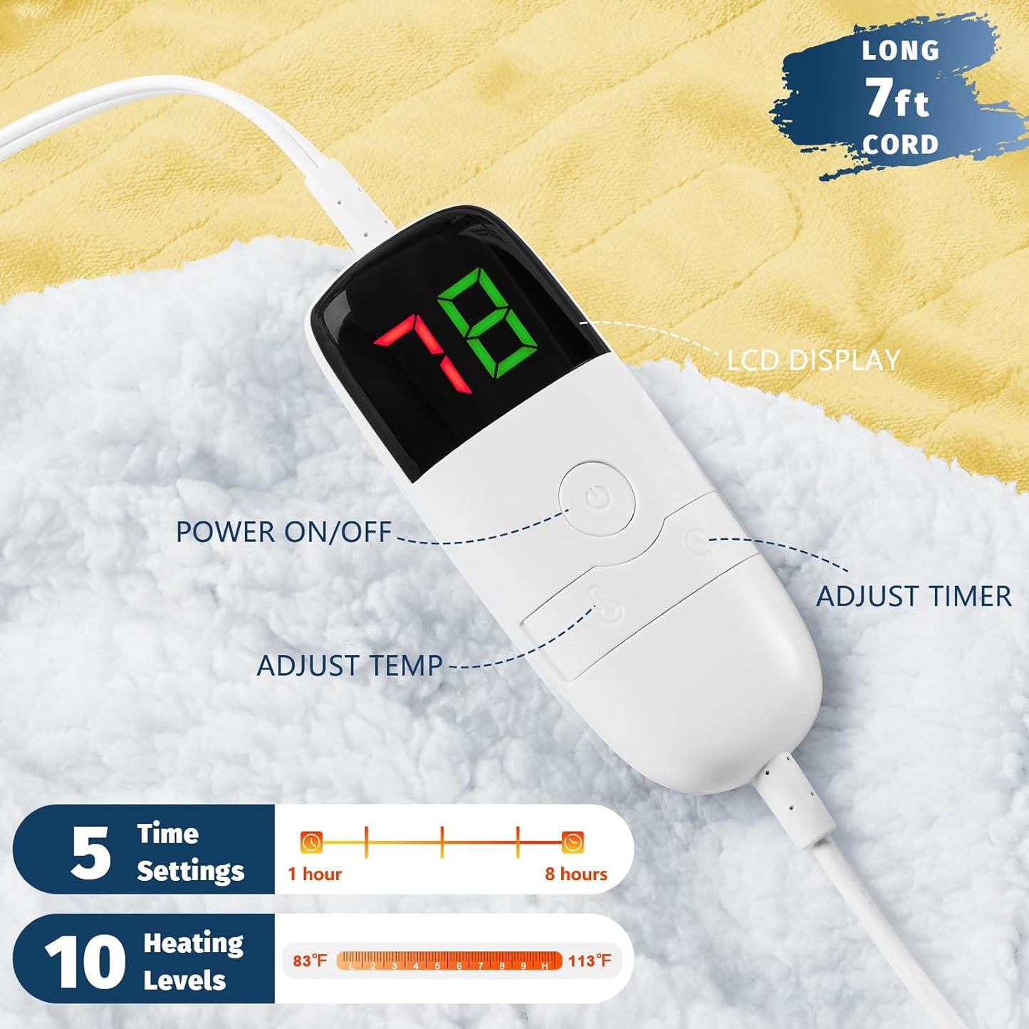 BOMOVA Heated Electric Blanket Throw Size- 50" x 60" Heating Blanket with 10 Heating Levels & 8 Hours Auto Off, Warm Flannel Blanket, Christmas Birthday Gifts for Women