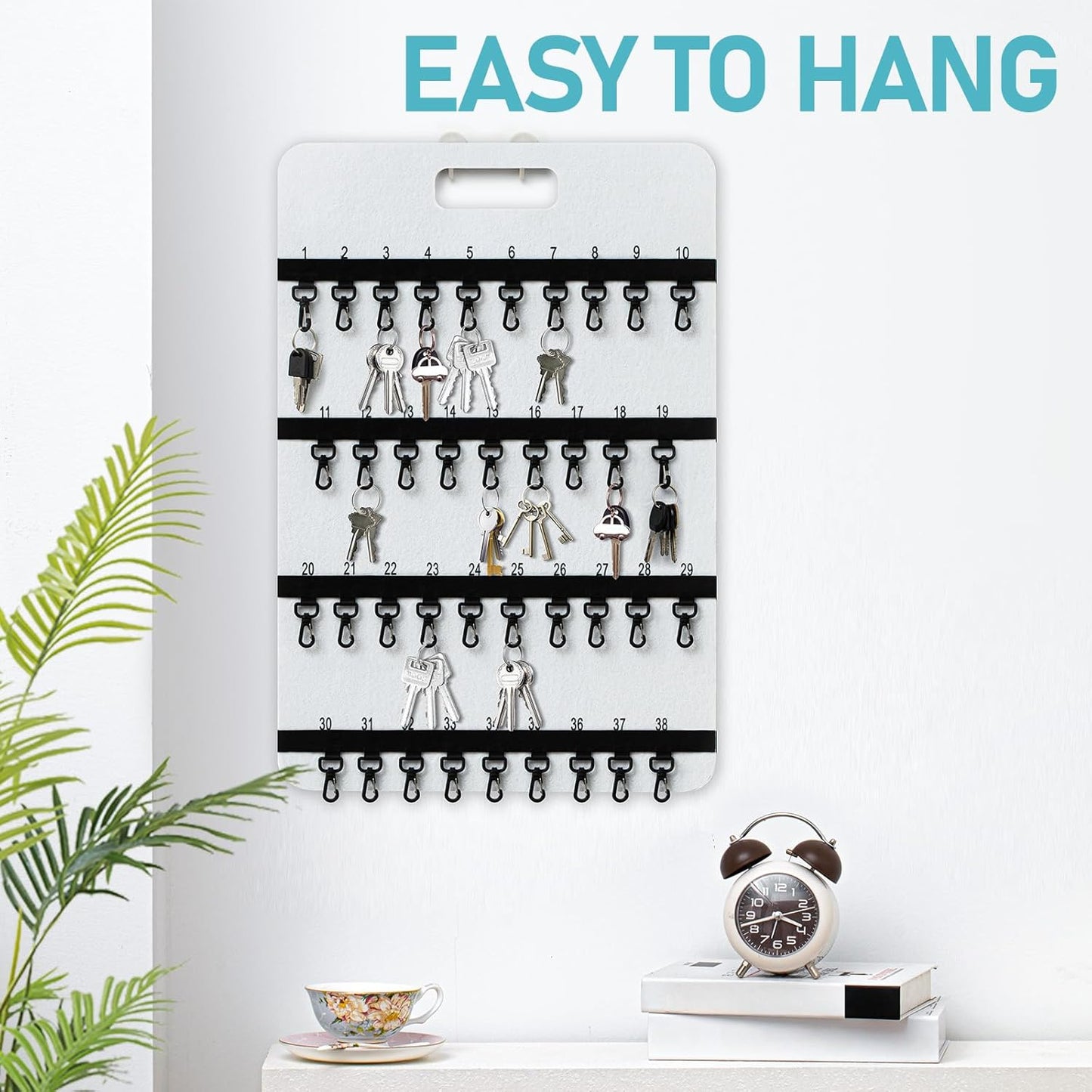 24'' x 16'' Key Rack Wall Mount with 38 Numbered Self Closing Hooks 24'' x 16'' Felt Key Holder Board Storage for Car Dealer Property Manager Valet Parking Residential Small Businesses