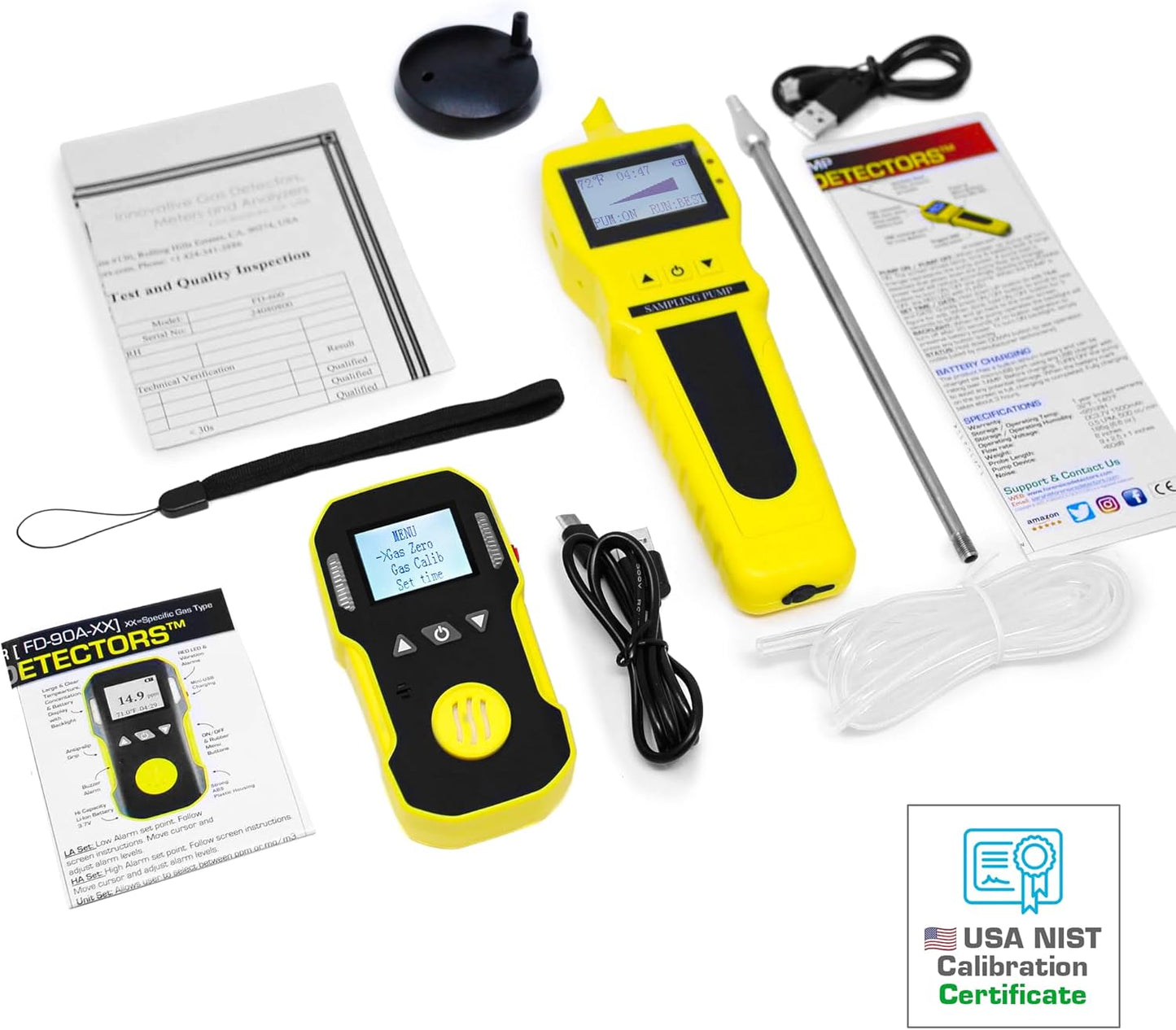 FORENSICS DETECTORS FD H2S Monitor + Pump with Probe by Forensics | USA NIST Calibrated | Water & Dust Proof | 0-100ppm H2S |