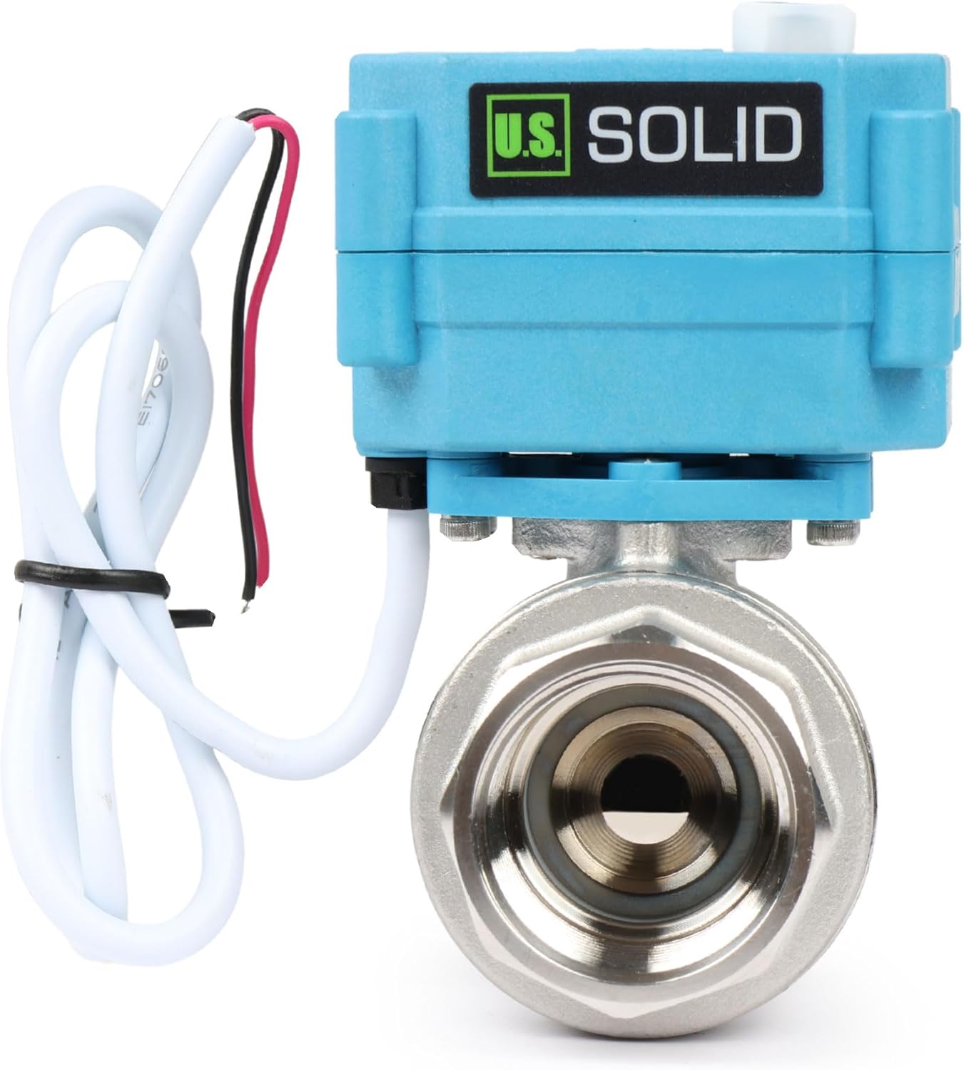 U.S. Solid Motorized Ball Valve - IP67 1inch Stainless Steel Ball Valve 110-230V with Waterproof Cover, Full Port, 2 Wire Auto Return, Normally Closed