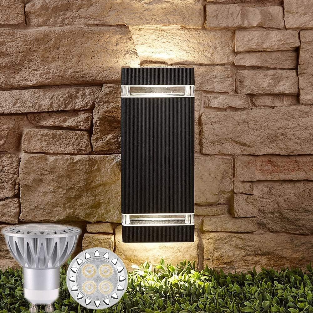 Exterior Lights for House, Dusk to Dawn Outdoor Lighting Fixtures Wall Mount - ETL Listed,Aluminum Outdoor Wall Lights 5000k - Up Down Light Fixture for Porch, Garage (Square 3 Pack)