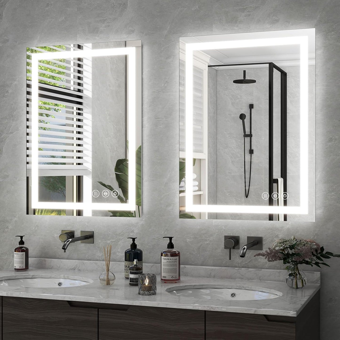 26x38 Inch LED Bathroom Mirror with Lights for Wall - Backlit + Front Lit, 3 Color Modes, Anti-Fog, Tempered Glass - Wall Mounted Modern Vanity Mirror