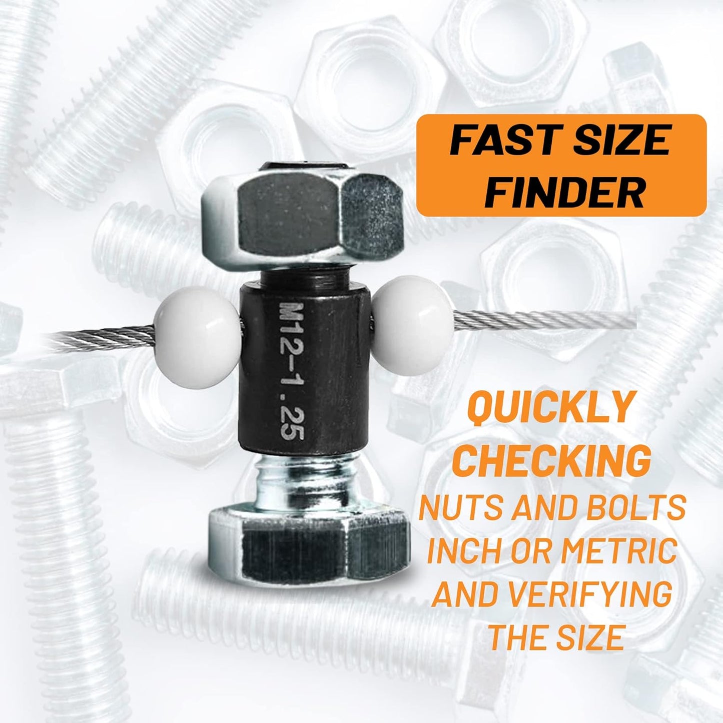 Nut & Bolt Thread Checker (Inch & Metric) - 36 Male/Female Gauges - 19 Inch & 17 Metric Nut and Bolt Thread Size Checker Identifier Gauges