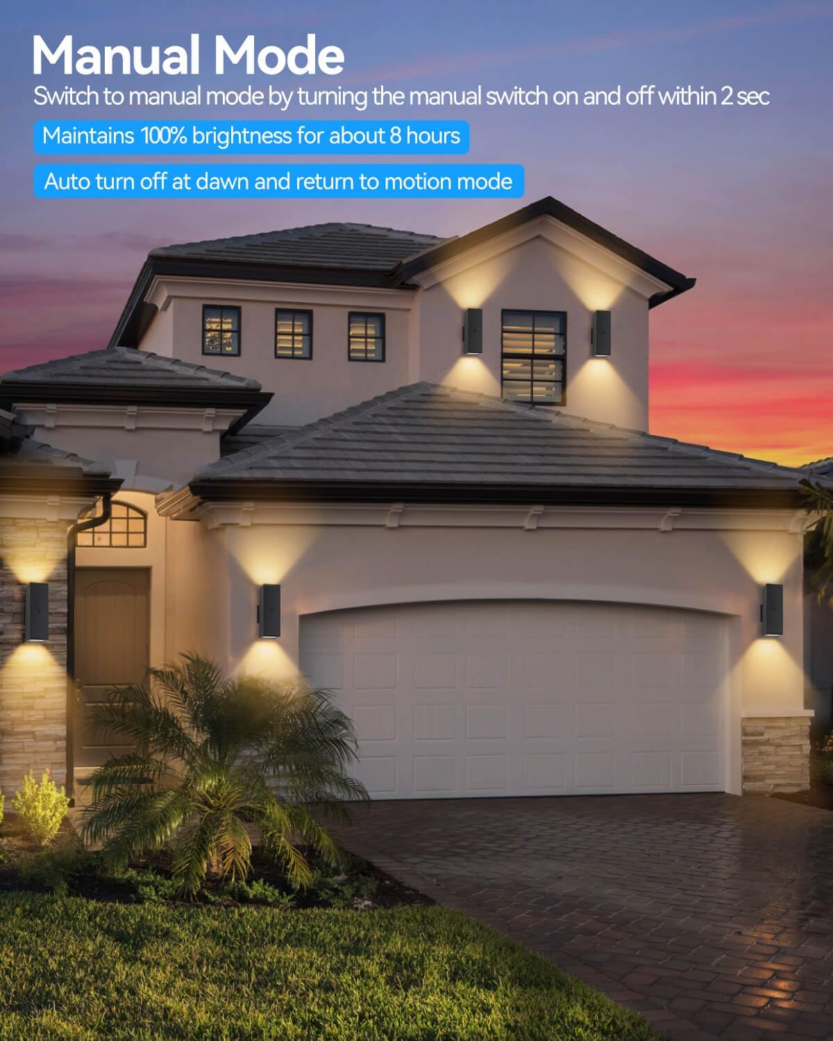 Motion Sensor Outdoor Lights, Modern Outdoor Wall Lights Black Exterior Light Fixture with E26 Base, Square Motion Detector Lights for Outside, Waterproof Sconce for House Porch, Bulbs Included