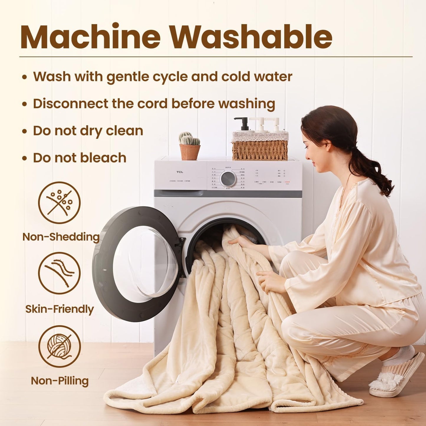 Bearhug Electric Blanket King Size 100" x 90", Dual Controller Heated Blanket Beige, Velvet & Sherpa, 10-Heat Levels & 1-12H Auto Off, 5 Year Warranty, Over-Heat Protect, ETL, Machine Washable