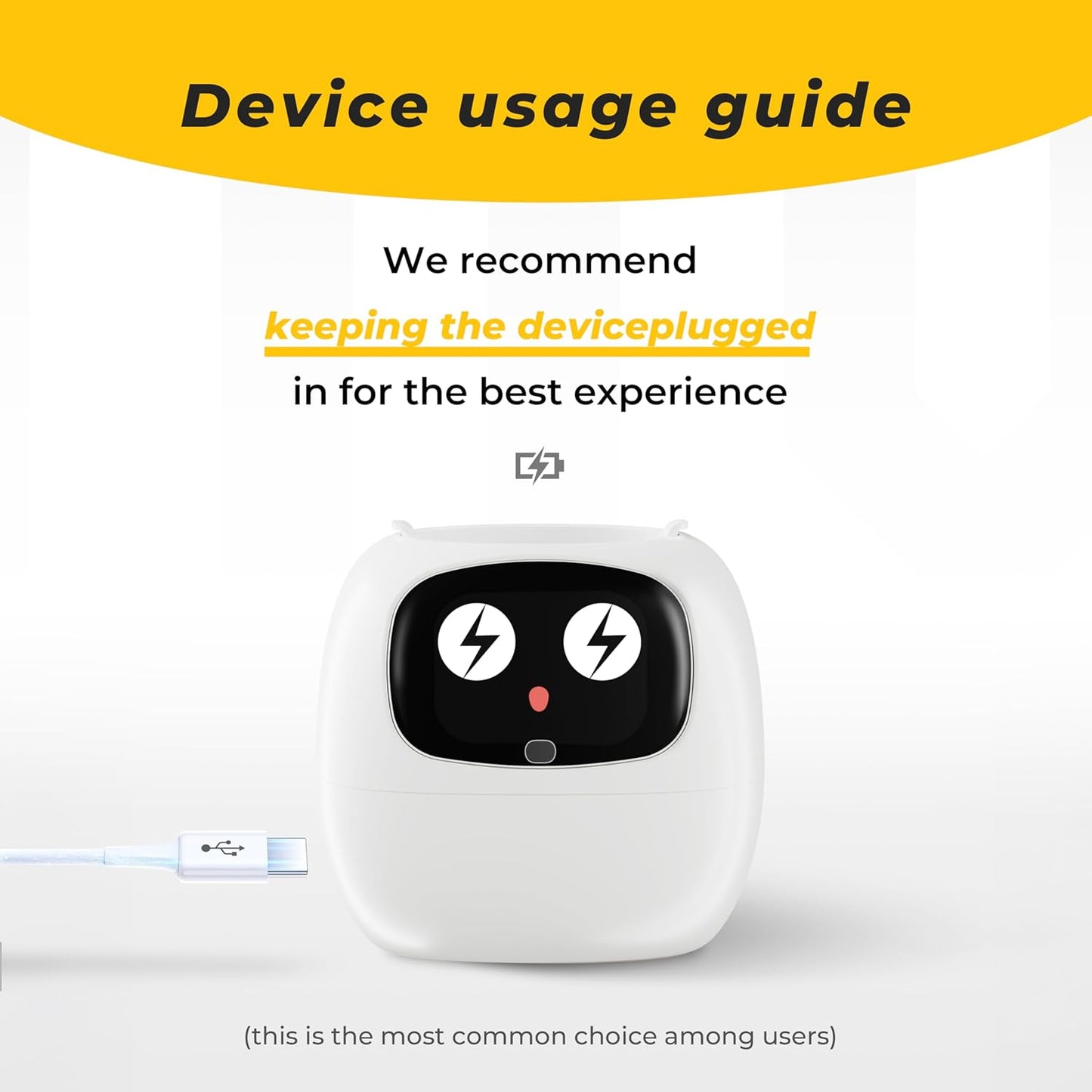 Smart pet Planter Robot Guidance on Plant Care with Emojis, Adorable Plant Companion with Rich Gesture Interaction, Neat Desk Setup Gift (Yellow)