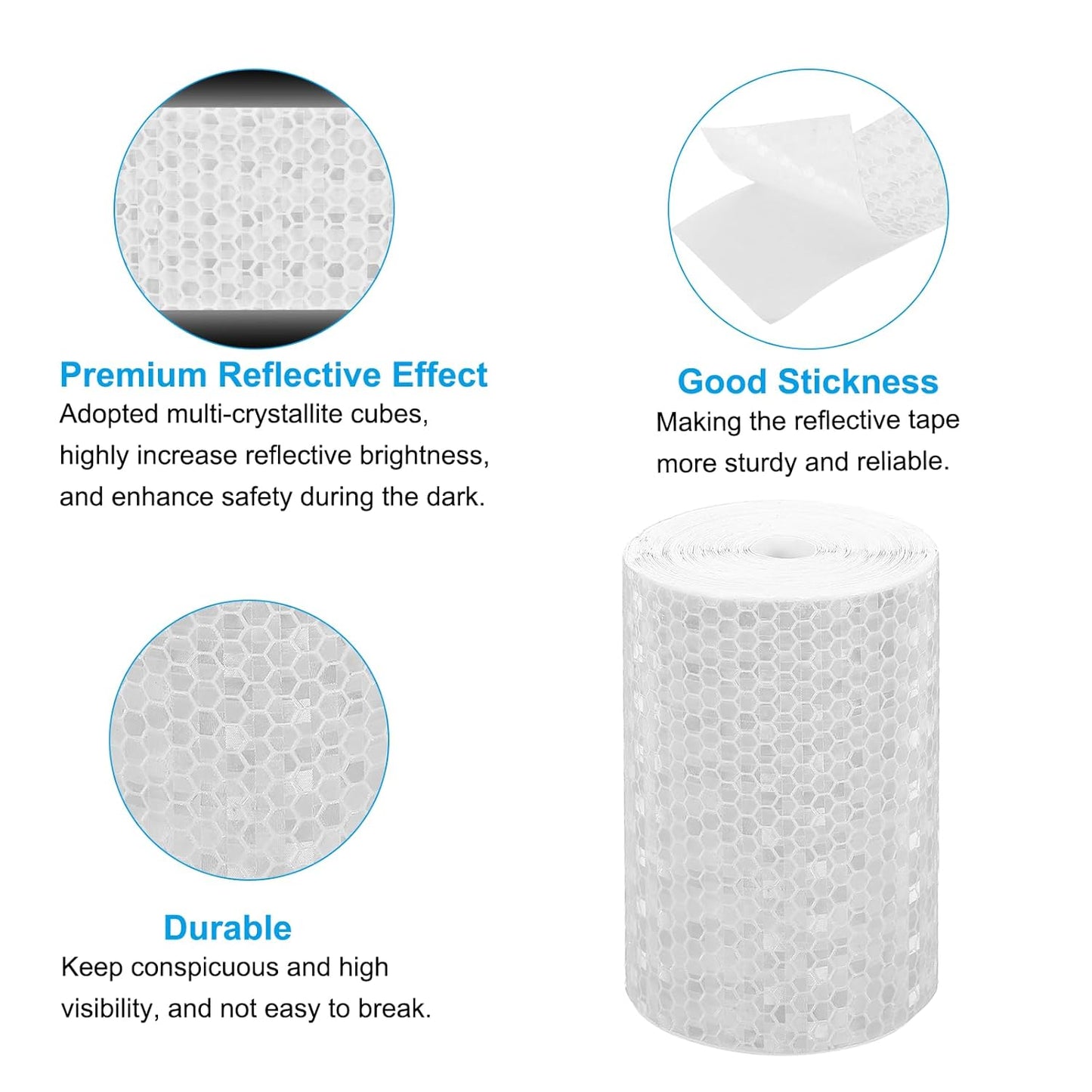 PATIKIL 4 Inch x 33 ft Reflective Tape, 1 Roll Waterproof Self Adhesive High Visibility Caution Warning Safety Tape Reflector with Scraper for Trucks Trailers Cars, White