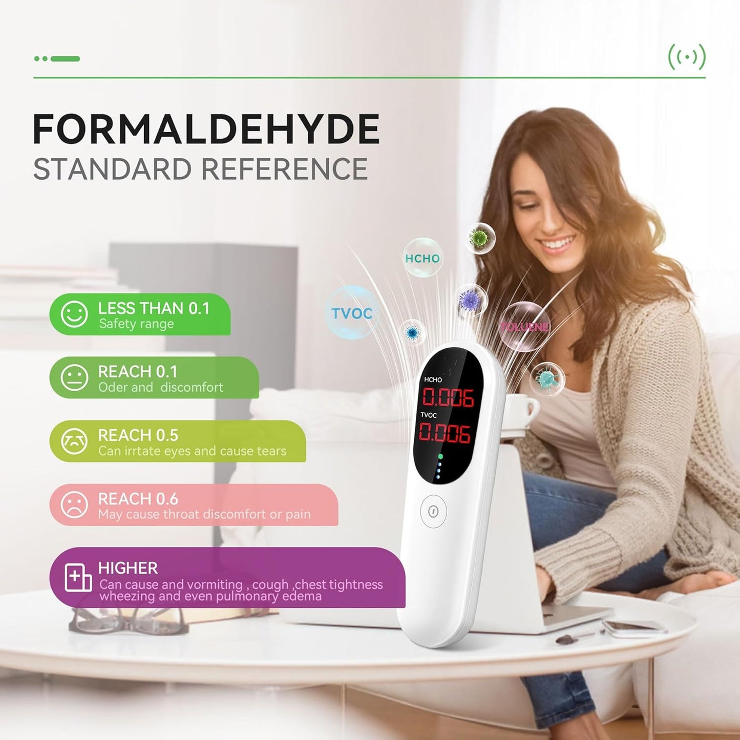 Air Quality Monitor,Indoor Formaldehyde Detector, TVOC Tester for Indoor Air Pollution Detection - Confined Space Test Air Quality for Home,Office and Various Occasion (Black)