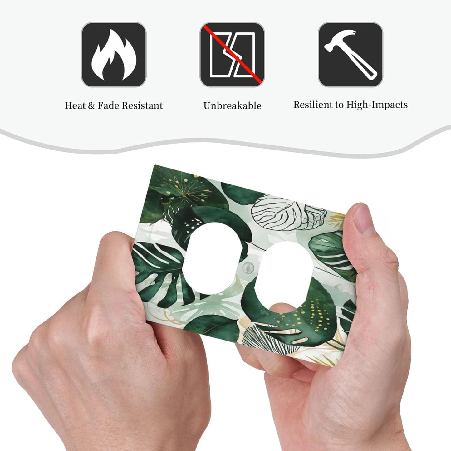 Outlet Covers Boho Tropical Leaves 1 Gang Duplex Wall Plate Decorative Switch Plates Electrical Receptacle Faceplate Light Switch Cover for Bedroom Bathroom Decor