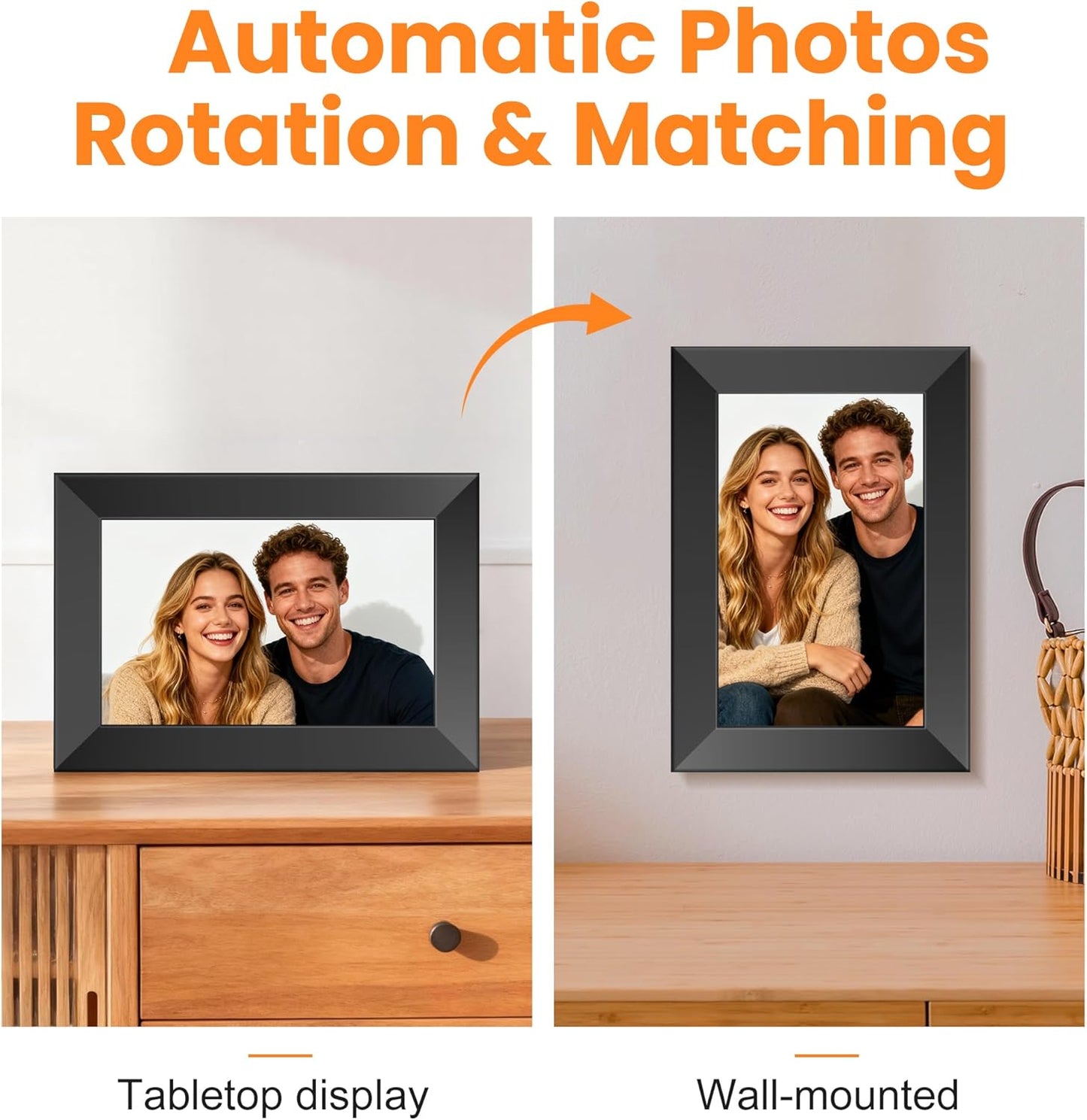 KPCB Tech Magnetic Picture Frames for Refrigerator, 10.1 inch Digital Photo Frames Smart WiFi & App Control, Electronic Picture Frame with 1280x800 HD Touch Screen for Parents, Grandparents, Friends