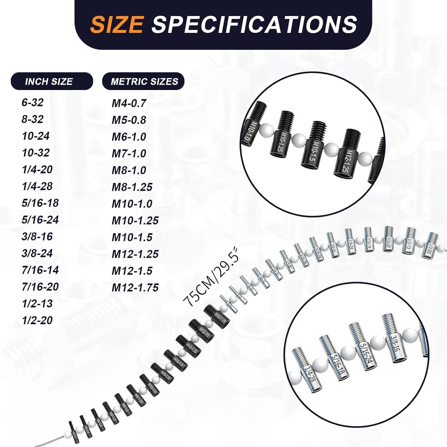 Nut & Bolt Thread Checker - 26 Male/Female Gauges - 14 Inch & 12 Metric for Quickly Checking Nuts and Bolts Inch or Metric and Verifying The Size