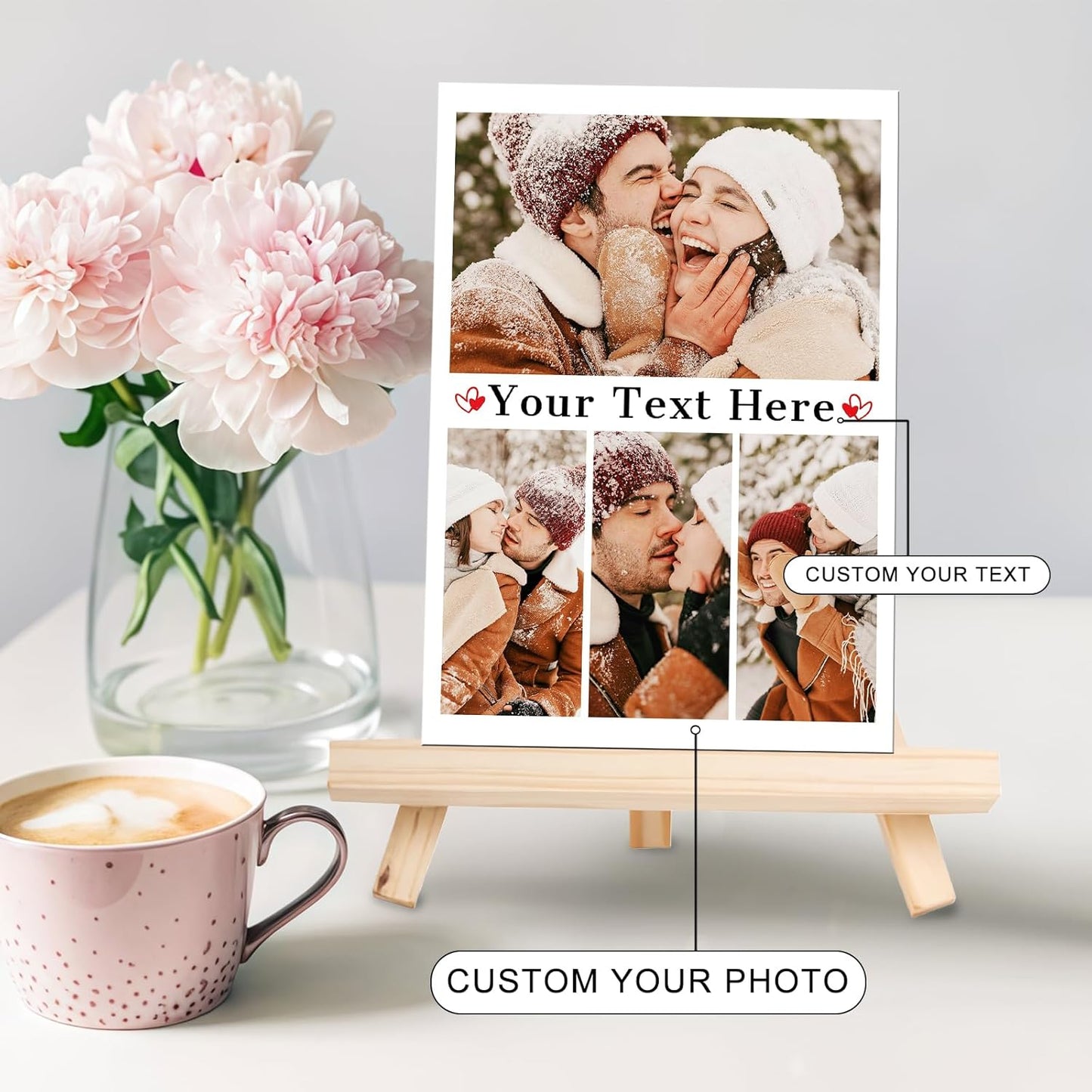 Custom Photo Frame with Stand, Personalized Picture Display, MDF and Wood Construction, Desktop Decor, Multiple Designs, Customizable Gift for Family and Friends