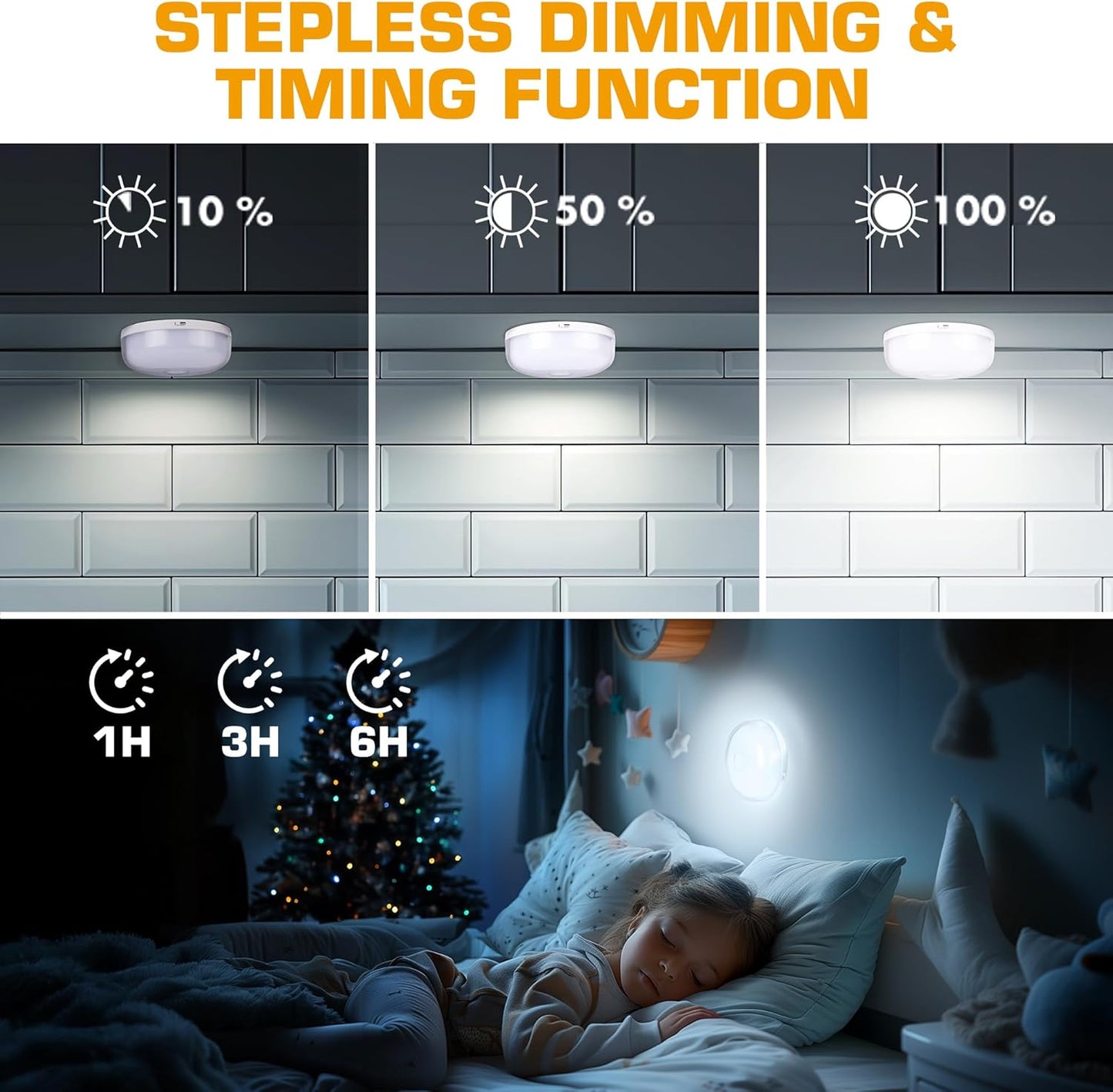 EverBrite Puck Lights with Remote, Rechargeable Linked Sensor Under Cabinet Lights, 10 RGB Colors, Group Control Dimmable Kitchen & Bedroom (6-Pack)