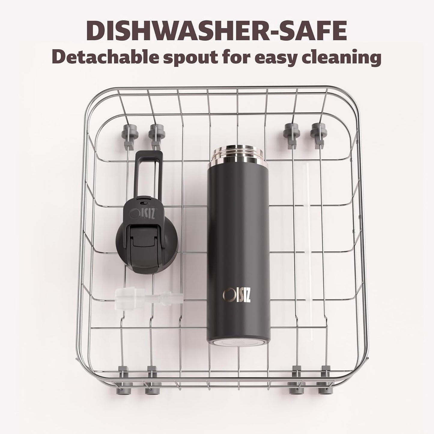 OISIZ Insulated Water Bottle 24 oz with 2 in 1 Spout and Straw Lid,One Click Safety Lock,100% Leakproof,Keep Cold 24H,Vacuum Stainless Steel Water Bottle for School,Travel and Sports,Dishwasher Safe