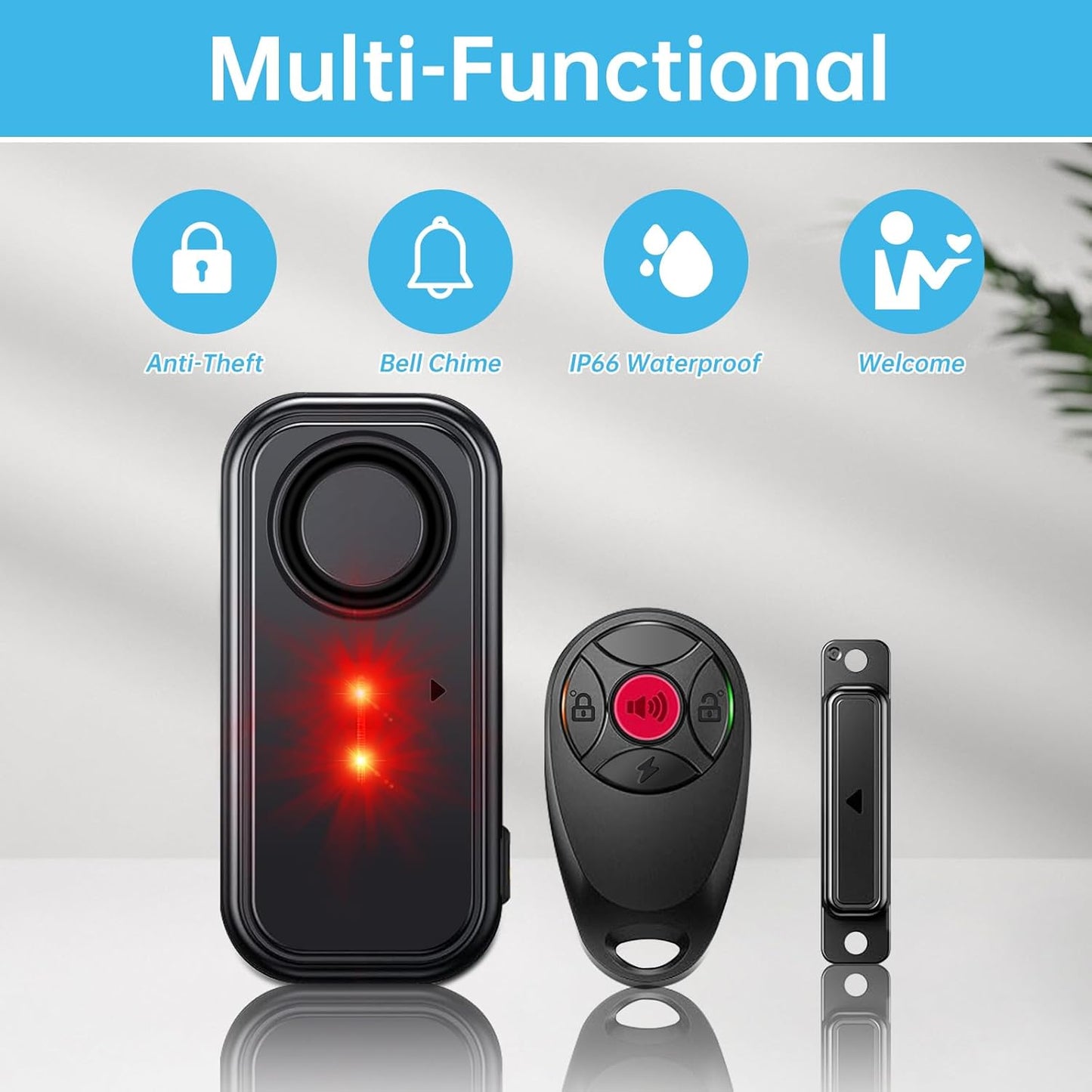HENDUN Door Chime when Opened, Exterior Door Alarm with Remote, IP66 Waterproof Indoor/Outdoor Home Security Sensor (2 pack)