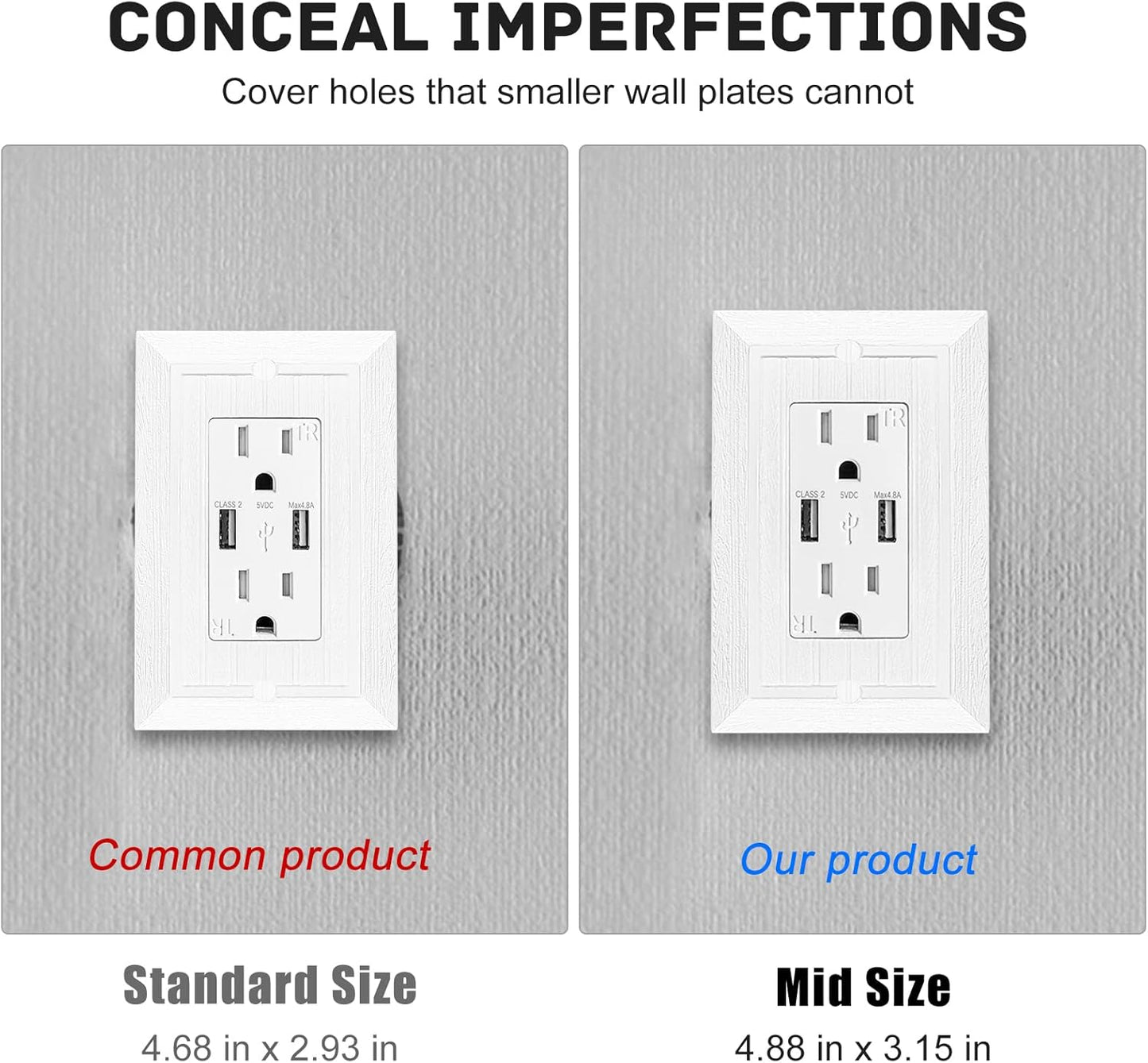 Modern Decorative Wall Plate Retro Wood Grain design Switch Cover Outlet Cover for Light Switch, Smart Switch, Dimmer, GFCI, USB Outlet (10 Pack, Single Decorator)