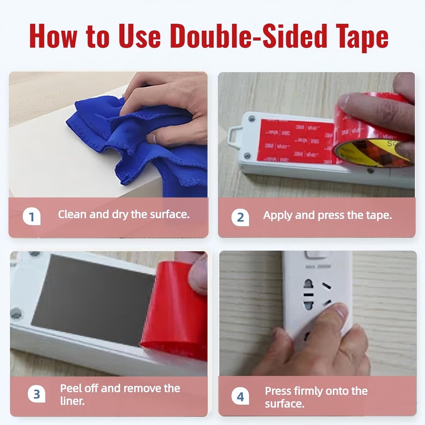 Double Sided Tape Heavy Duty, Adhesive Mounting Tape 1/2 in x 15.5 ft, Waterproof and Temperature Resistant Adhesive Strip Tape for Indoor, Outdoor, Automotive Trim, Home Decor