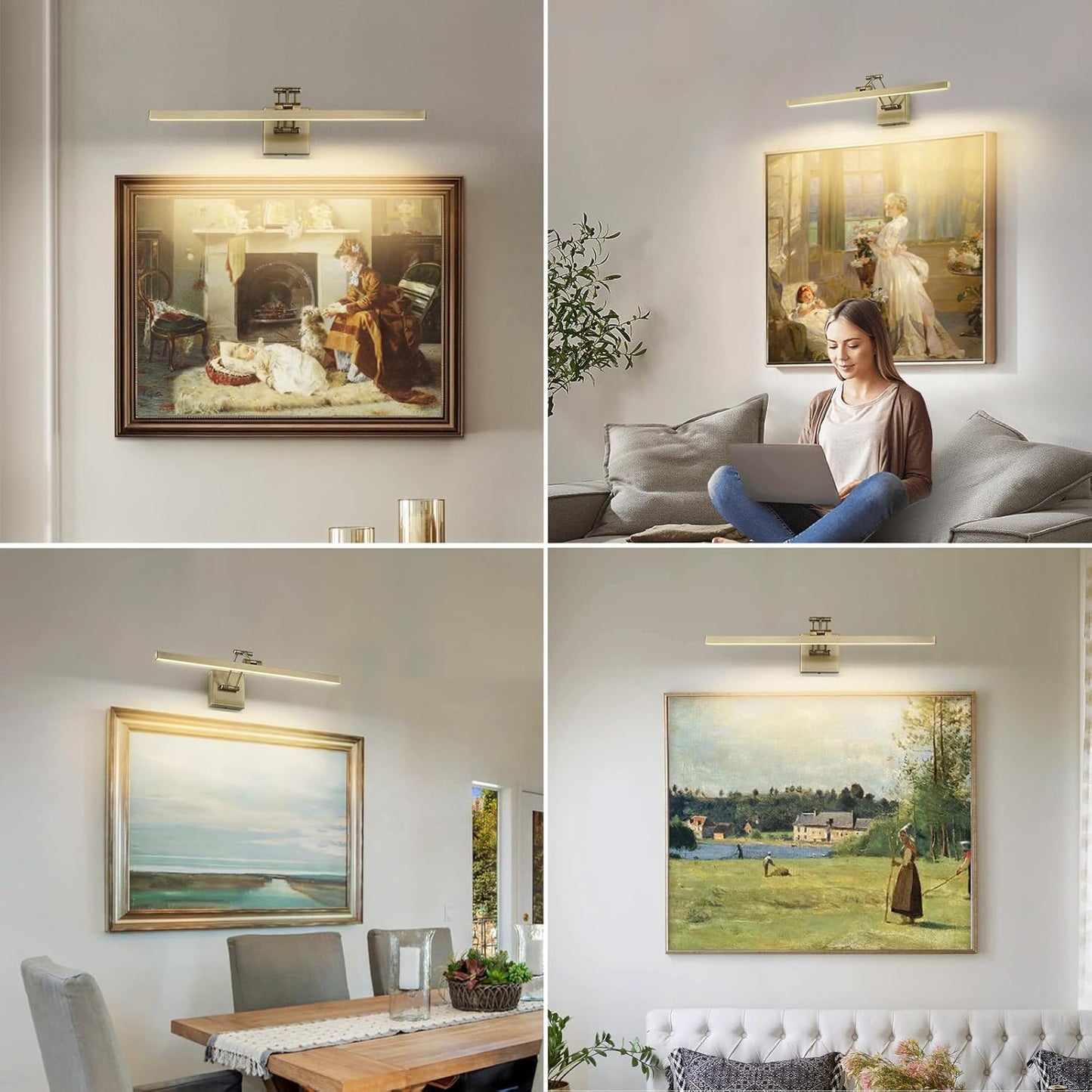 Antique Bronze Picture Lights for Wall Hardwired LED Picture Frame Light Dimmable Painting Lights for Wall Portrait Artwork 23.62 inch 14W Warm White