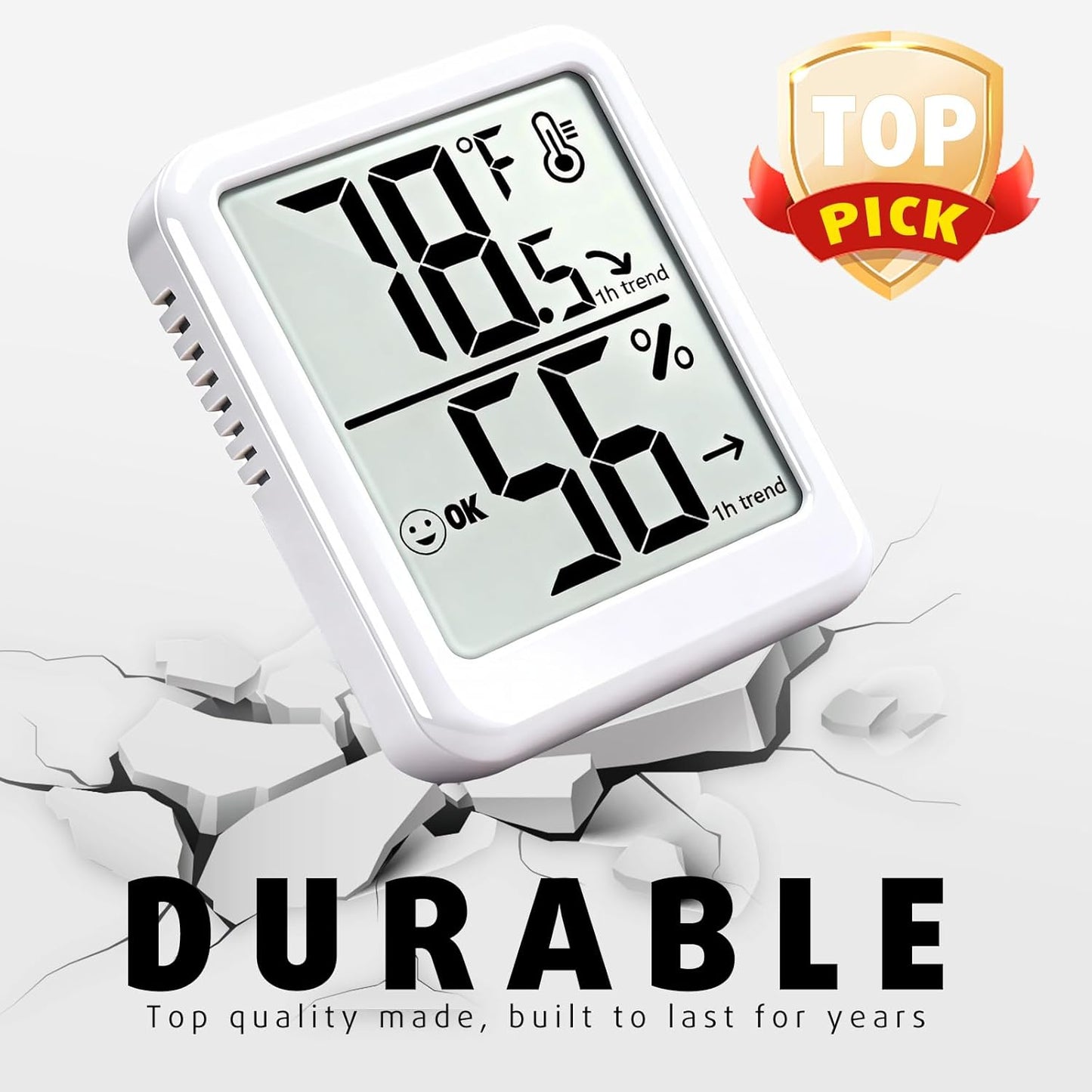 4-Pack Room Thermometer Indoor Hygrometer, Small Digital Temperature and Humidity Monitor Sensor, Temperature Humidity Gauge Meter for Home Baby Room, Plants, Pets - AAA Battery Included