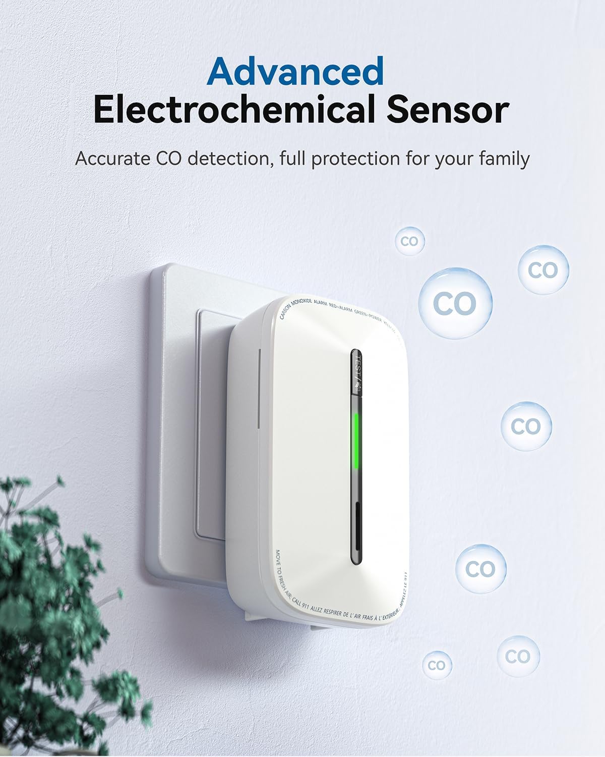 SITERWELL Plug in Carbon Monoxide Detector 10 Year Battery, CO Alarm Detector with Electrochemical Sensor and Sound Warning, AC Powered Portable Carbon Monoxide Detector for Home Office Travel,4-Pack