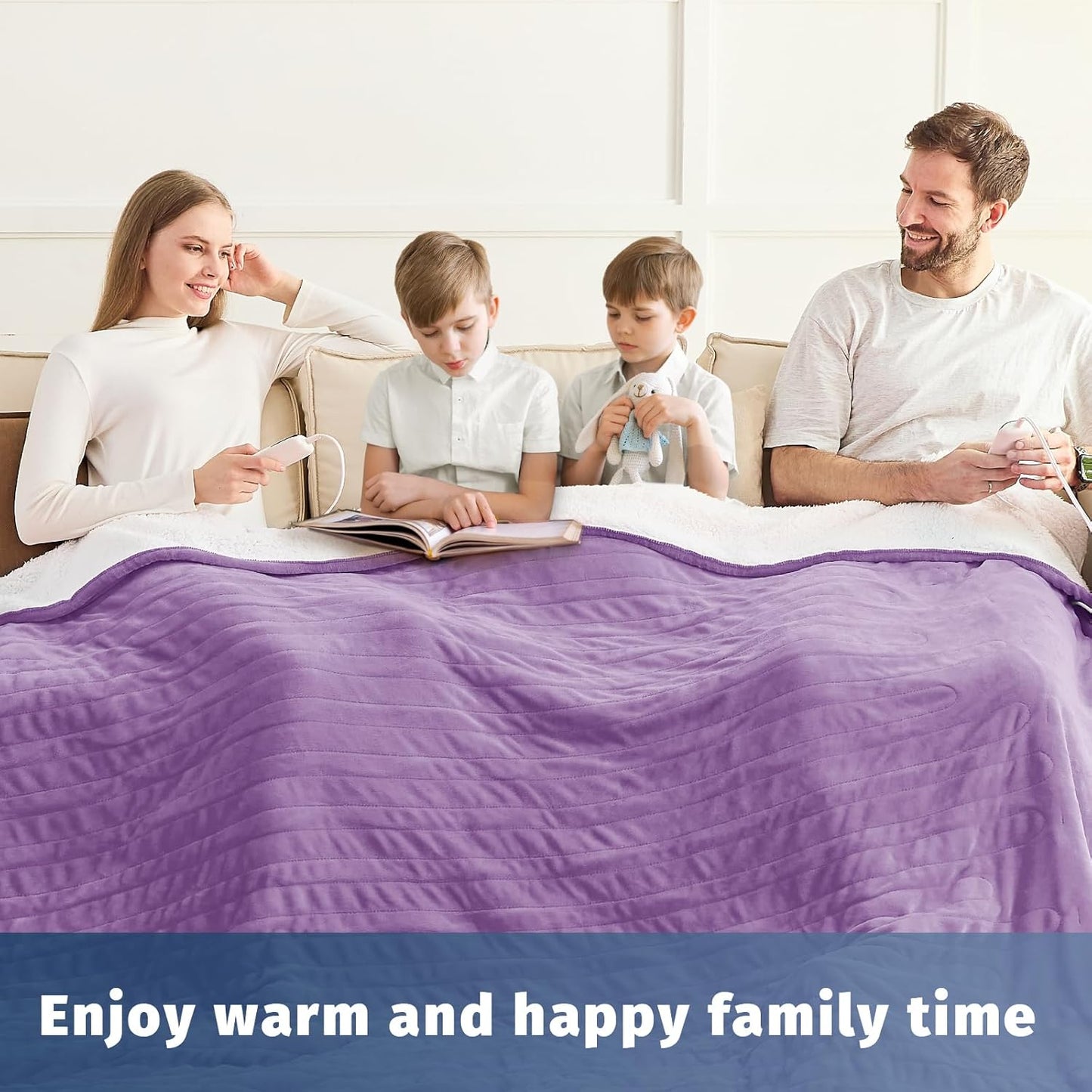 Heated Electric Blanket Queen Size - 84" x 90" Heating Blanket with Dual Control, 10 Heating Levels & 8 Hours Auto Off, Soft Warm Flannel Blanket, Christmas Birthday Gifts for Senior Grandma
