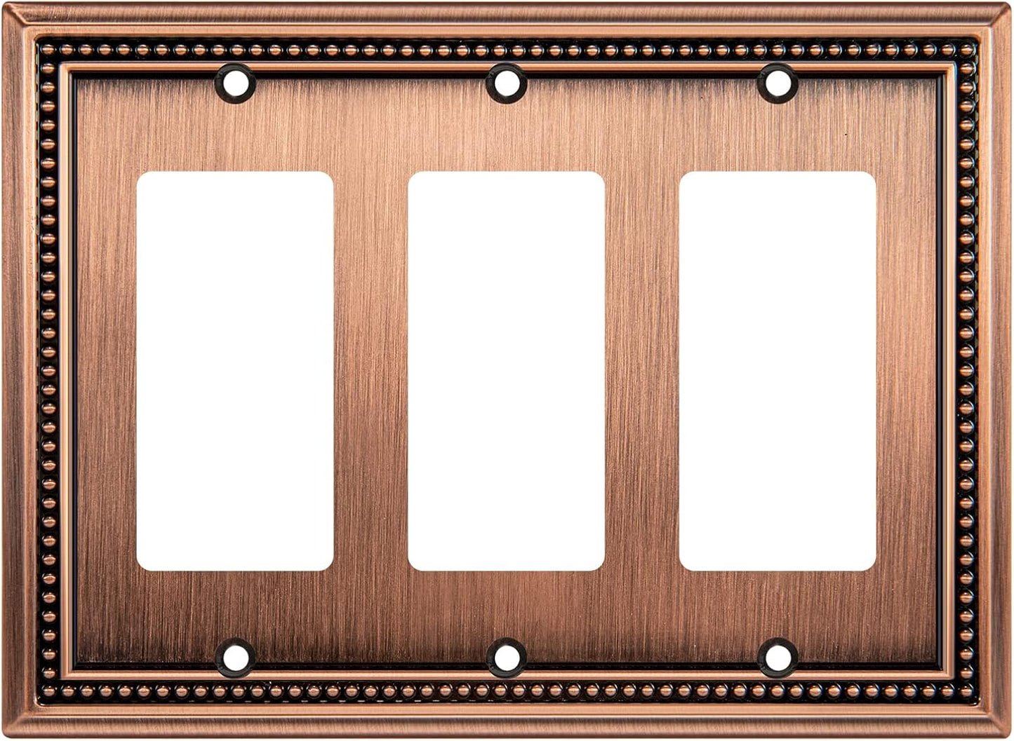 Henne Bery Sunken Pearls Heavy Duty Decorative Wall Plate Switch Plate Outlet Cover (Triple Decorator, Antique Copper)