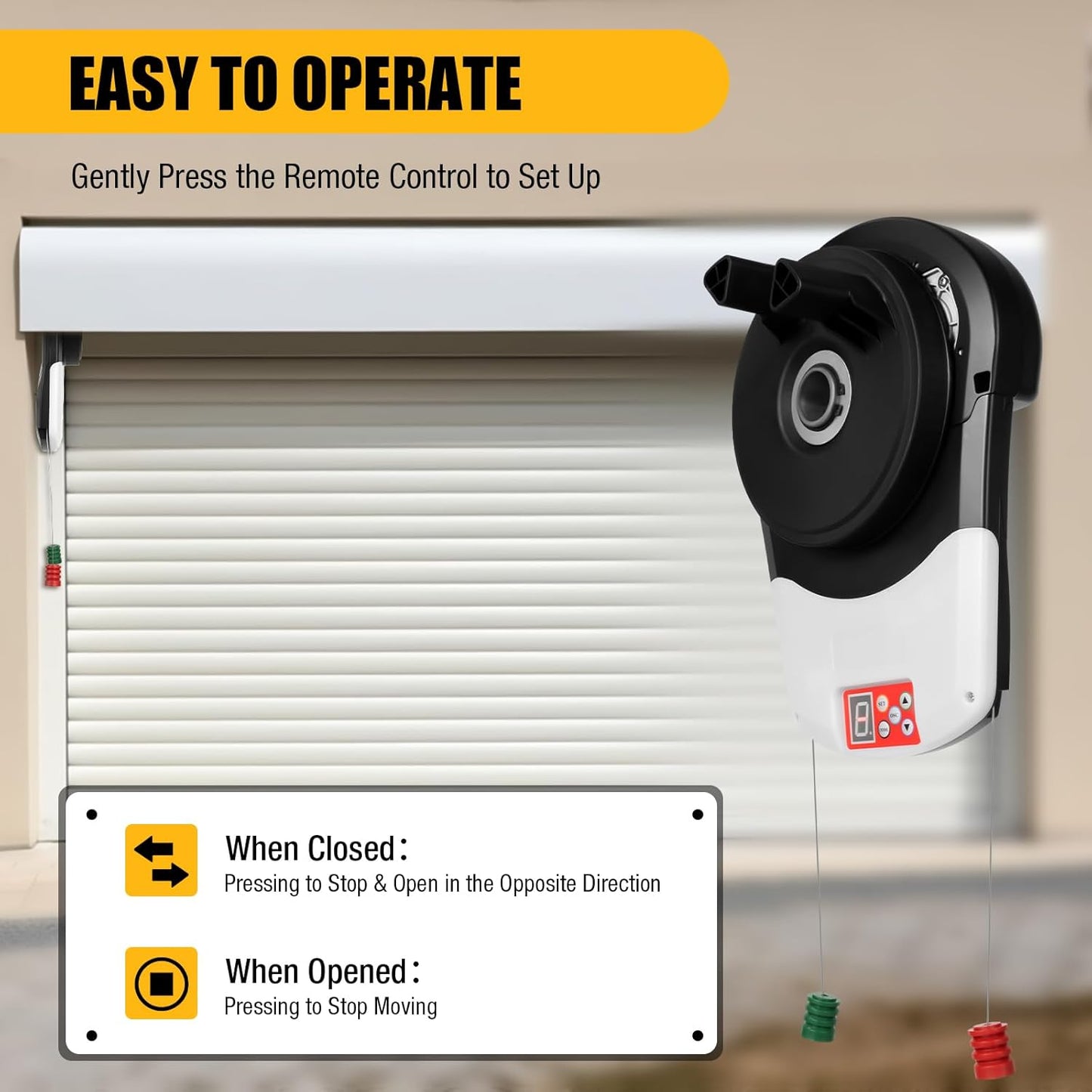 110V 800N 100W Automatic Roller Door Opener, Commercial Garage Electric Roller Shutter Door Opener Anti-Theft Rolling Code Smart Roller Opener Equipped with Two Remote Control for Garage/Shop Doors