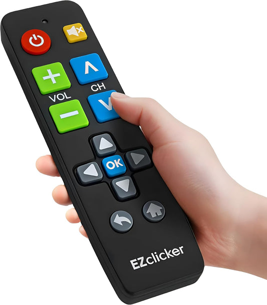 Big Button Universal TV Remote (Black) Simple Easy to Use, Great for Seniors, Works with Major TV Brands (2xAAA Batteries Not Included)