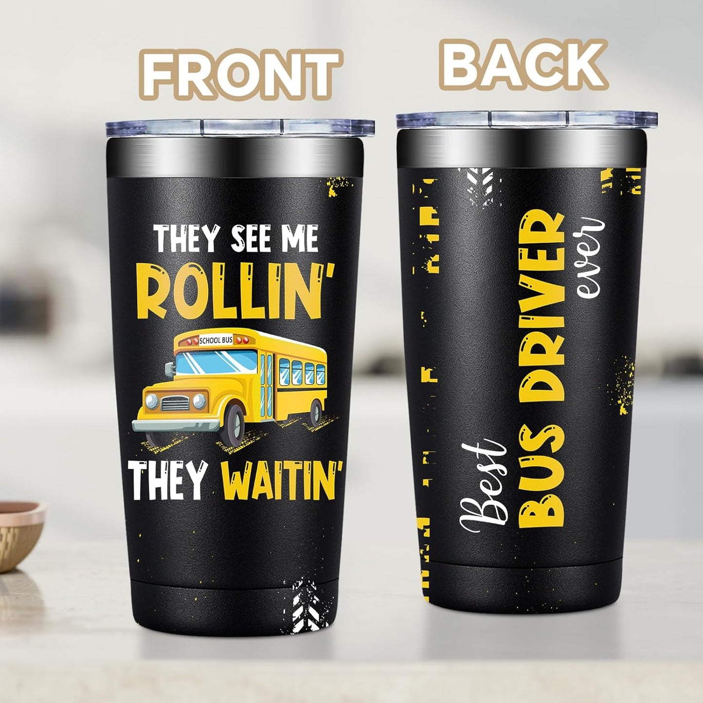 Fufandi Bus Driver Gifts - Bus Driver Christmas Appreciation Gifts for Men Women - School Bus Drivers Gift, Back To School Cup - Tumbler Cup 20oz