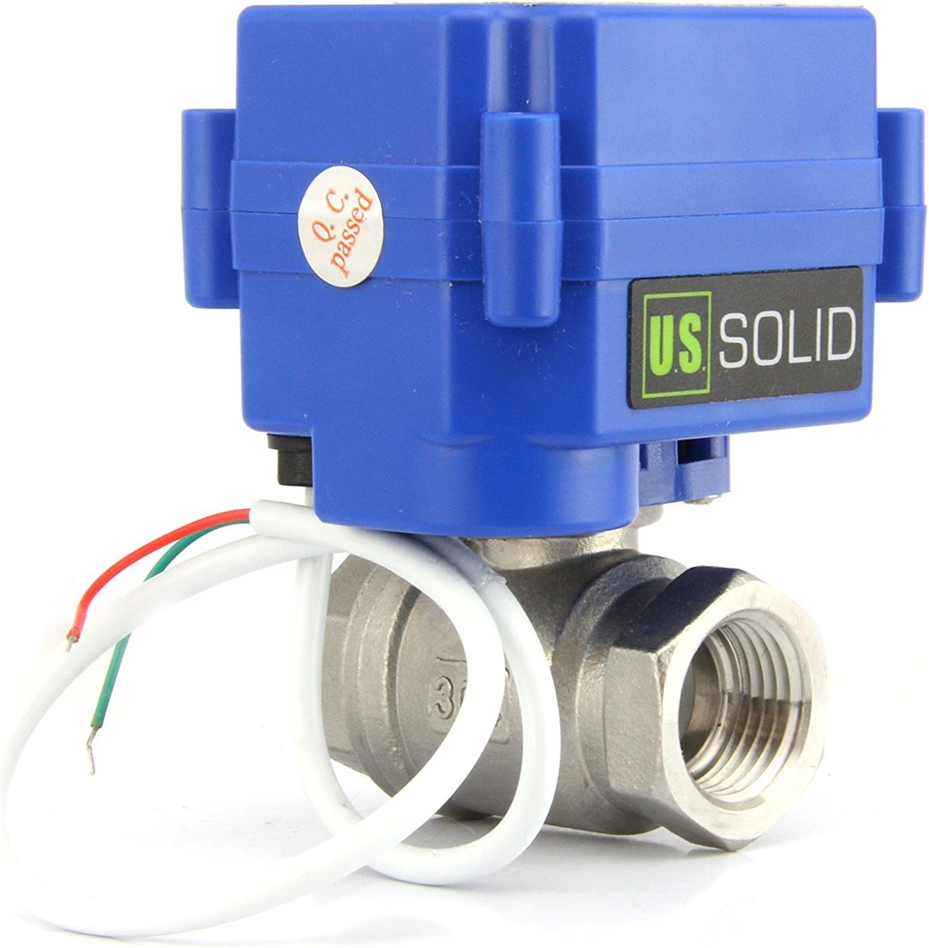 U.S. Solid 1/4" Motorized Ball Valve 85-265V AC Brass Electric Ball Valve, 2 Wire Automatic Return Configuration, Full Port, Normally Closed