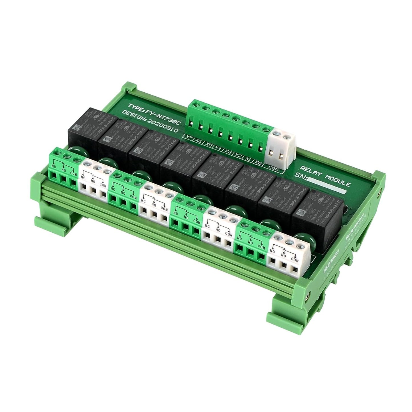 Relay Board, 8 Channel 1 SPDT DIN Rail Mount 24V DC/AC Relay, Interface Board