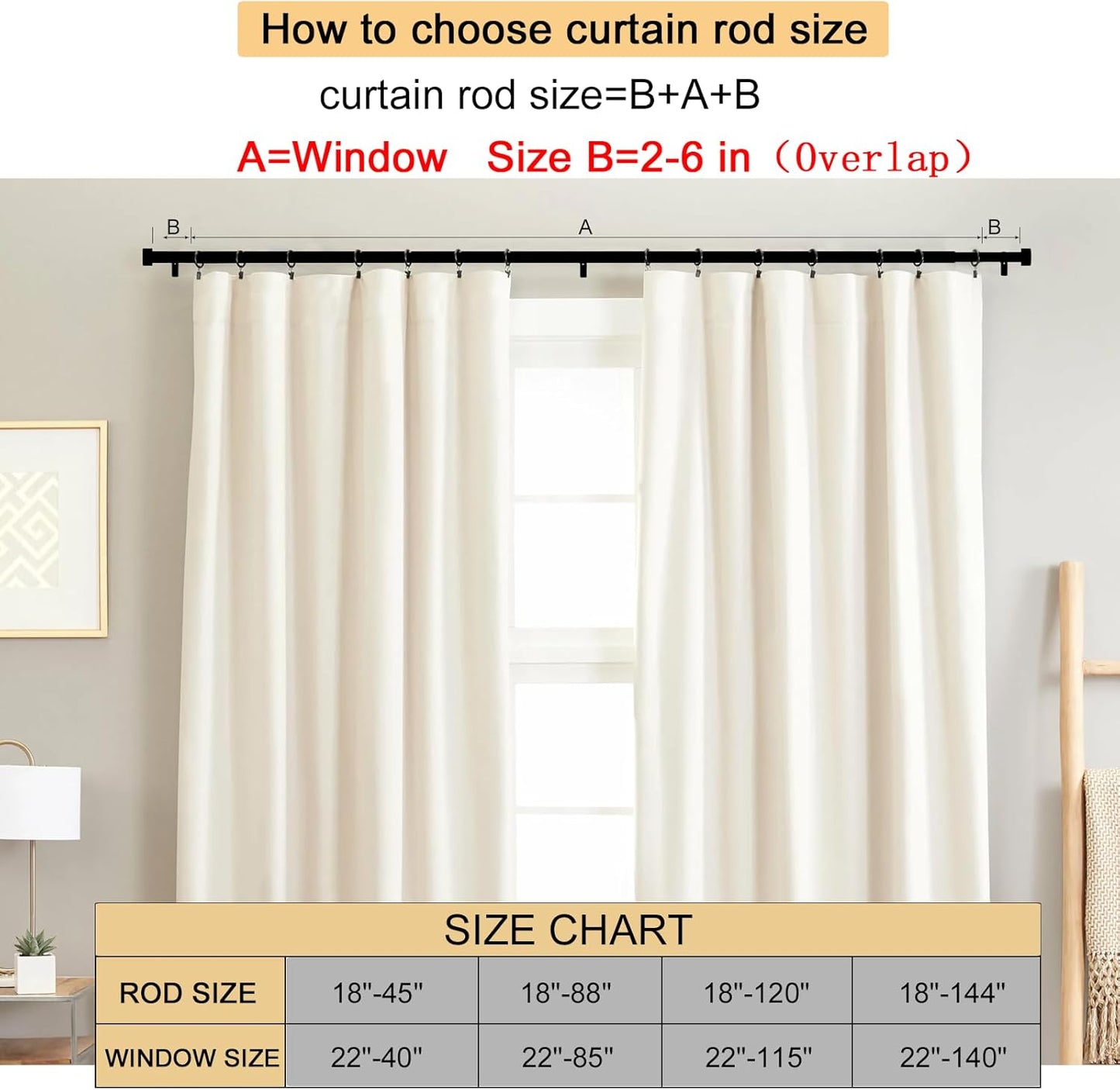 Gold Curtain Rod for Windows 18 to 88 Inches, 1 Inch Adjustable Drapery Pole, Heavy Duty Outdoor/Indoor Modern Curtain Rods, Easy Installation(Warm Gold 18"-88")