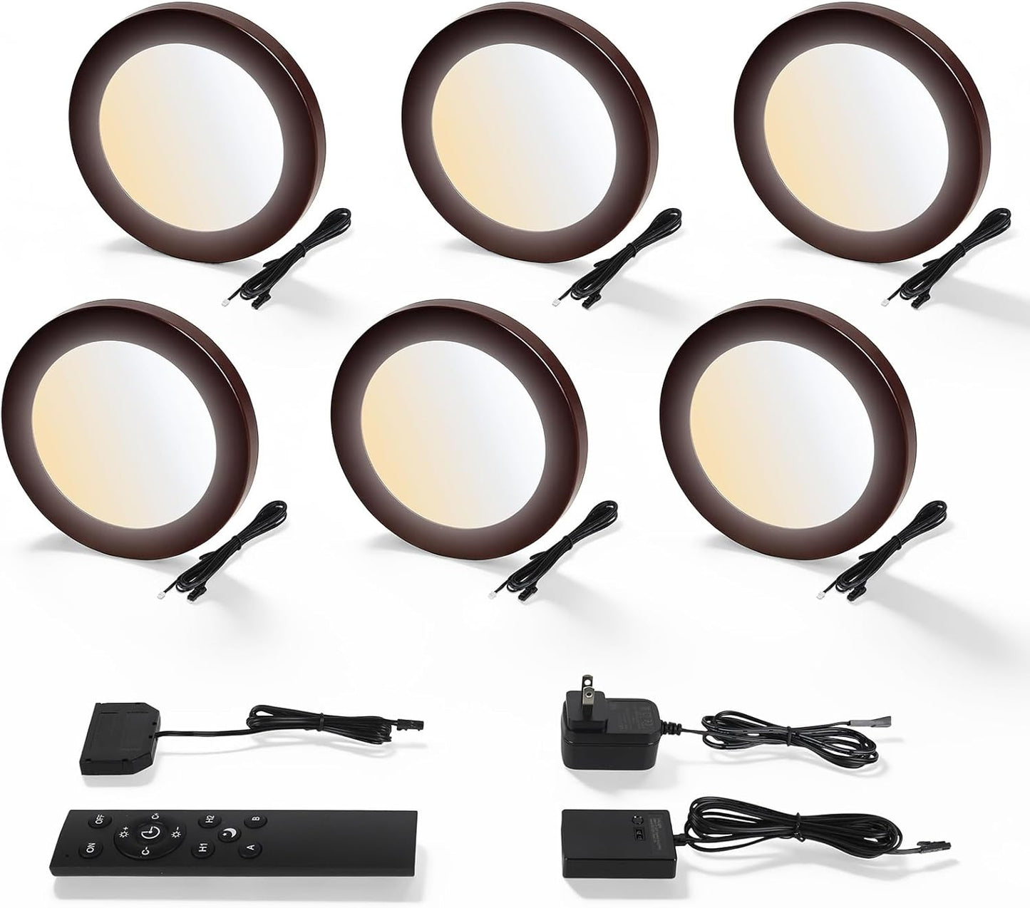 V4light LED Puck Lights, Smart Under Cabinet Lighting with Remote Control, Color Temperature Adjustable, Works with Alexa & Google Home, Plug-in Lights for Kitchen, Counter, Closet, Shelf (6 Pack)