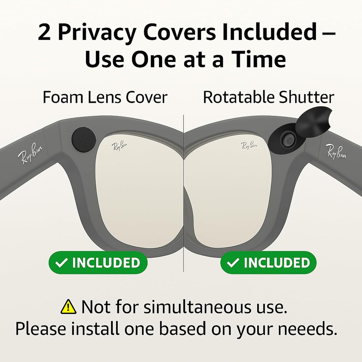LED Light Privacy Cover for Ray-Ban Meta Smart Glasses – Rotating Camera Lens Shutter Compatible with Wayfarer/Skyler/Headliner(Gen 2), 6PCS Rotating LED Light Blocker Glasses Accessories