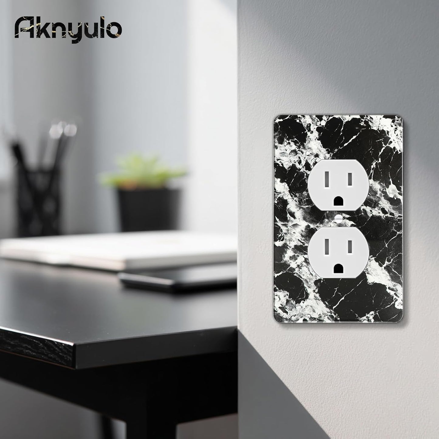 Black White Marble Pattern Acrylic Outlet Covers Light Switch Plate Decorative Wall Plate Light Switch Plate Cover Double Hole Outlet Plate Cover