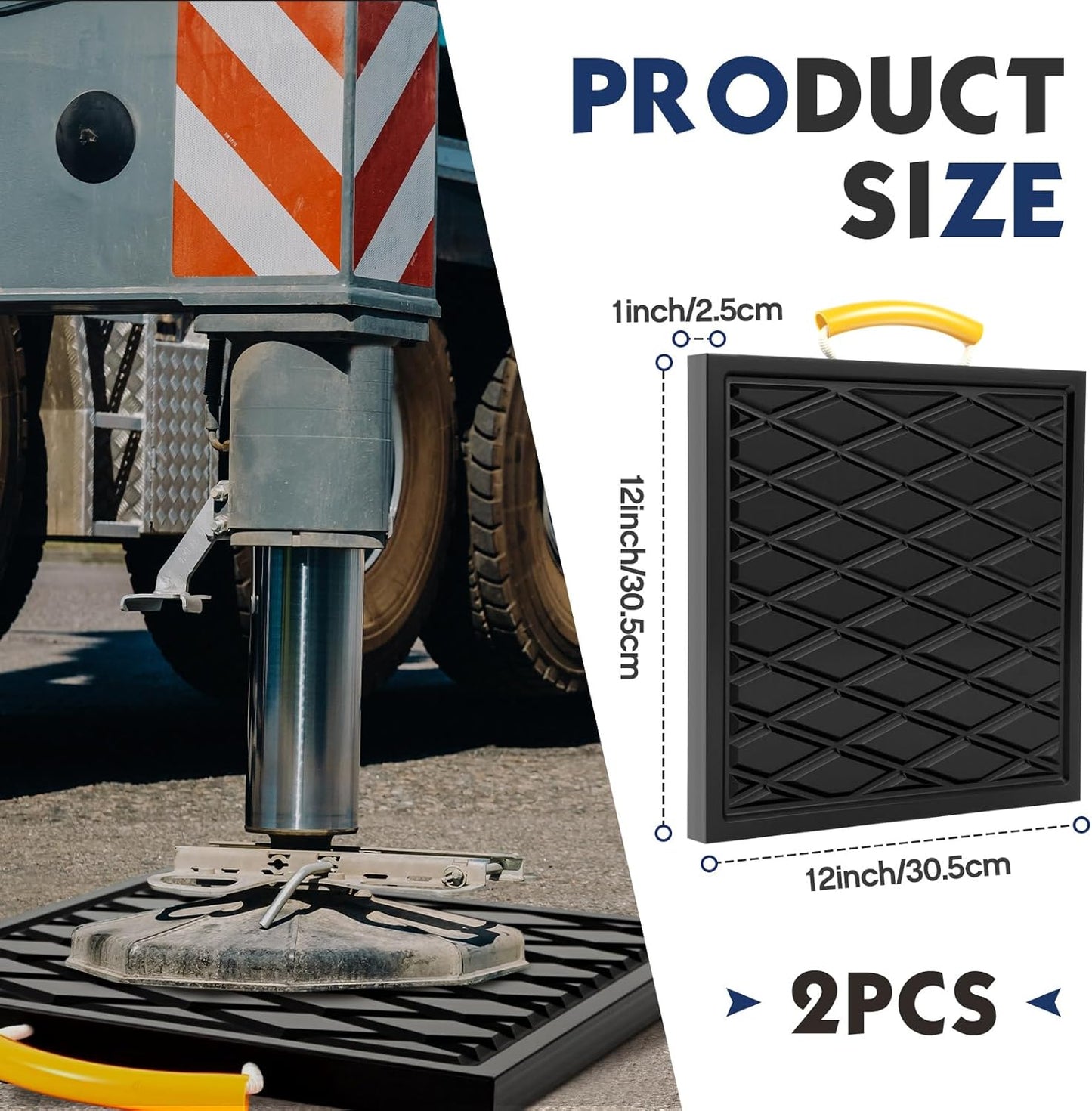 2 Pcs Rv Jack Pads 12 x 12 x 1 Inch Rv Leveling Blocks with Handle Heavy Duty Leveling Jack Pads Stabilizer Blocks for Truck Trailer Crane