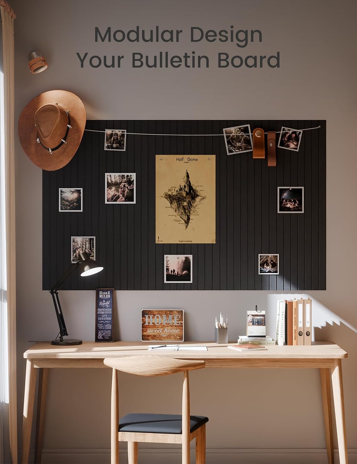 Large Felt Bulletin Board 36" x 24" Cork Board Alternative-6 Pack with 40 Safe Removable Adhesive Tabs, Cork Boards for Walls Cork Board for Home Office Classroom Pin Board (Black)