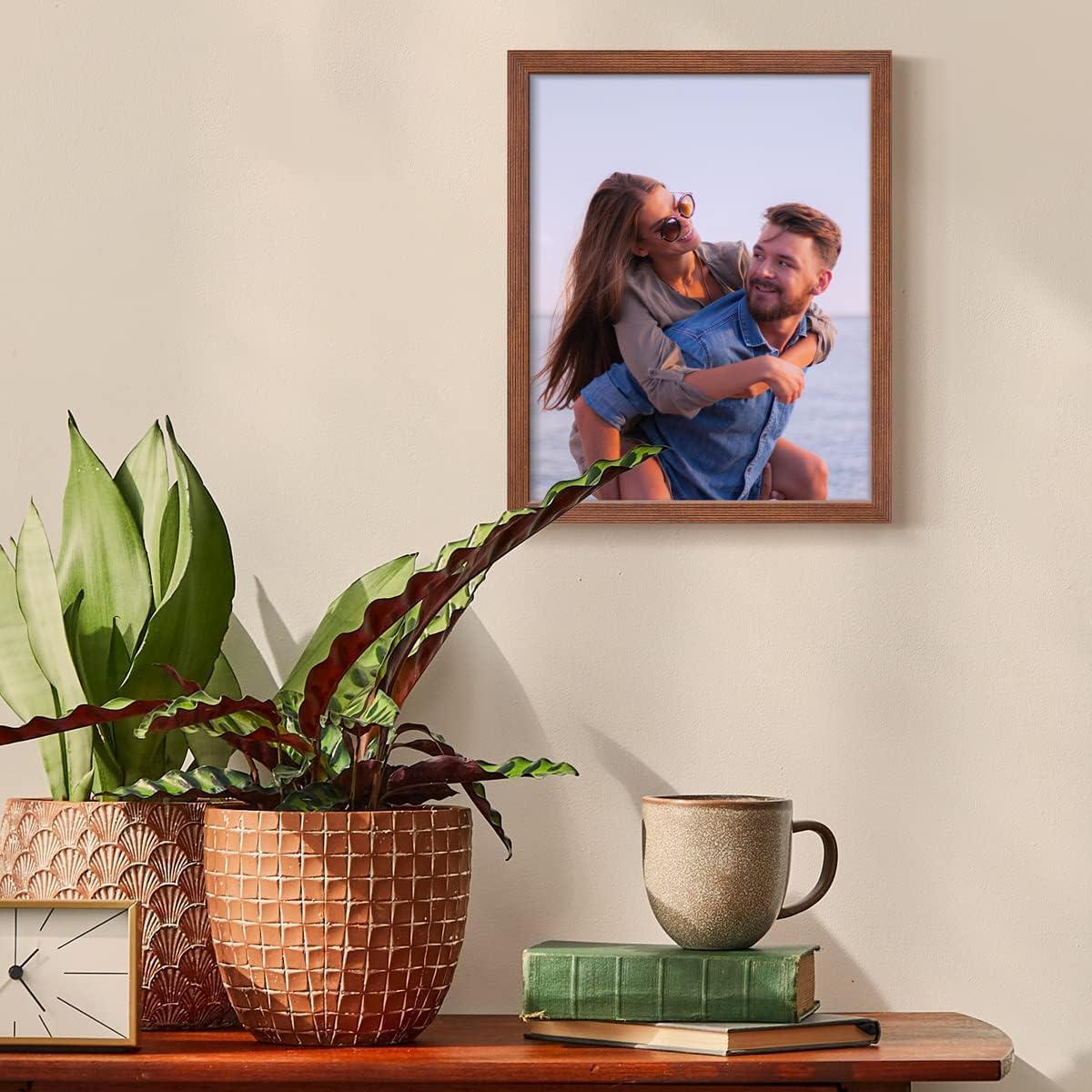 Renditions Gallery 8X10 Custom Photo Prints with Real Wood Picture Frames. Create Personalized Photos with Peel & Stick Photo Frames. Single, Brown Frame