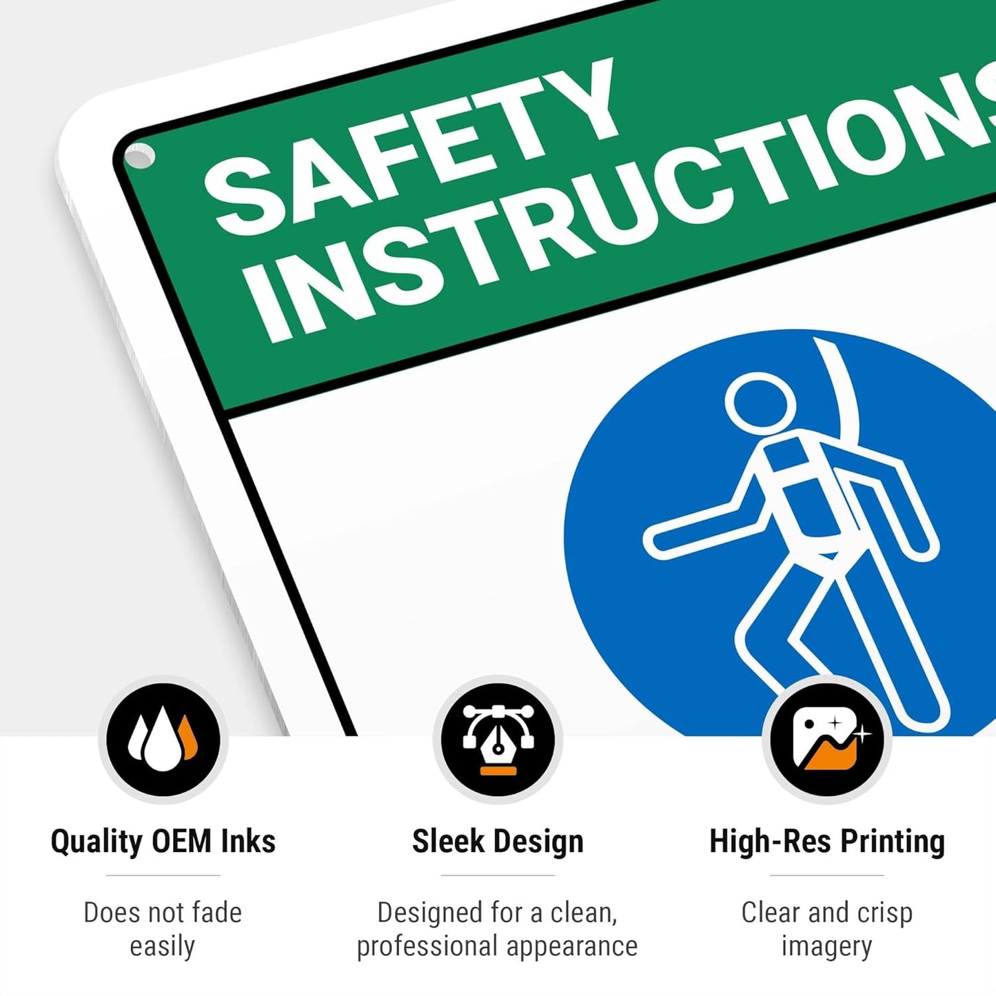 Safety Instructions Body Harness Required for Entry Sign, 10x7 Inches, Rust Free .040 Aluminum, Fade Resistant, Made in USA by Sigo Signs