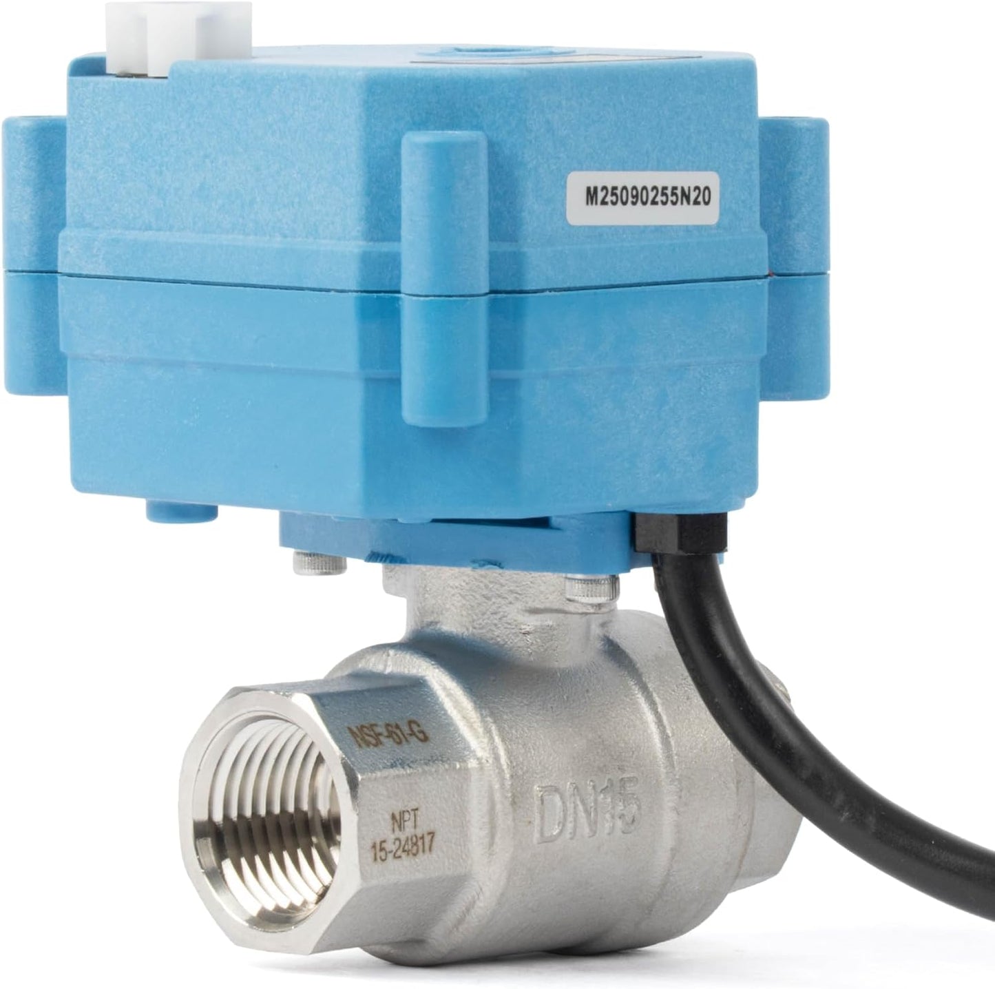 U.S. Solid 1/2 inch NPT 304 Stainless Steel Motorized Ball Valve - Plastic Electrical Ball Valve, 2 Wire Auto Return, AC 110~230V, Normally Closed, IP67, NSF Certified