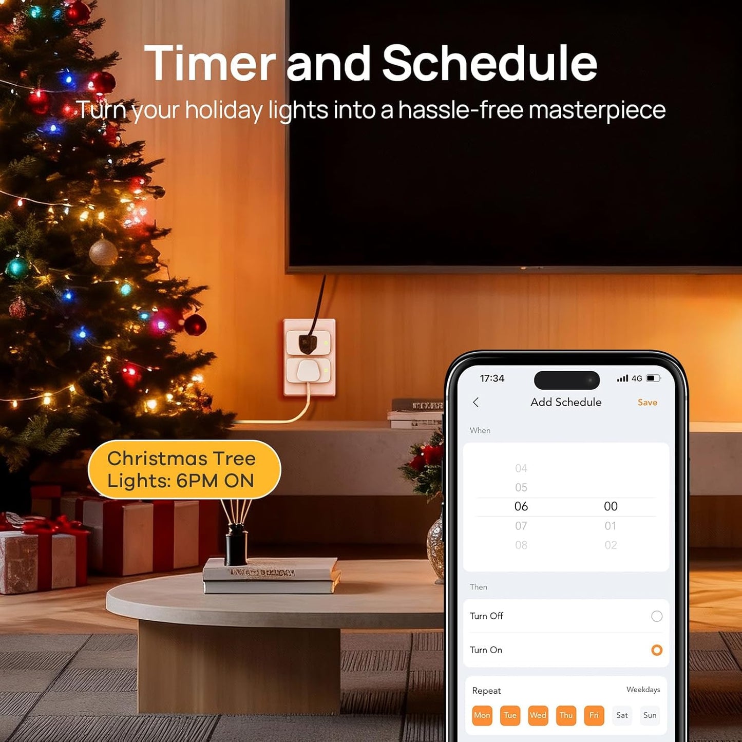 Linkind Matter Smart Plug, Work with Apple Home, Siri, Alexa, Google Home, SmartThings, Smart Outlet 15A/1800W Max, Smart Home Automation, APP Remote Control,Timer&Schedule, 2.4G Wi-Fi Only, 1 Pack