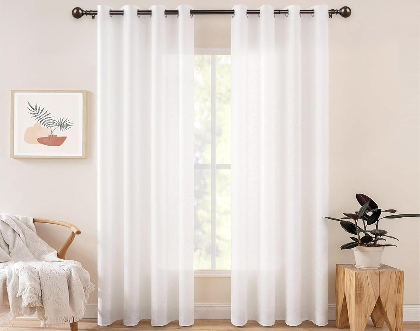 KAMANINA 2 Pack Curtain Rods for Windows 48 to 84 Inch (4-7ft), 7/8 Inch Single Heavy Duty Window Curtain Rod Adjustable Decorative Drapery Rods with Round End, Antique Bronze